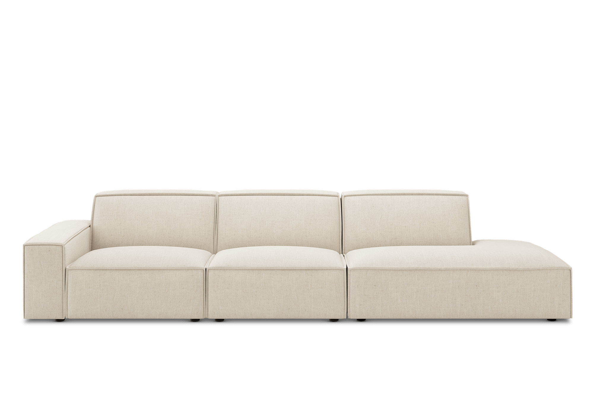 Jonathan Extended Side Chaise Sofa Right Facing Customised, (Performance Linen Weave) Cream