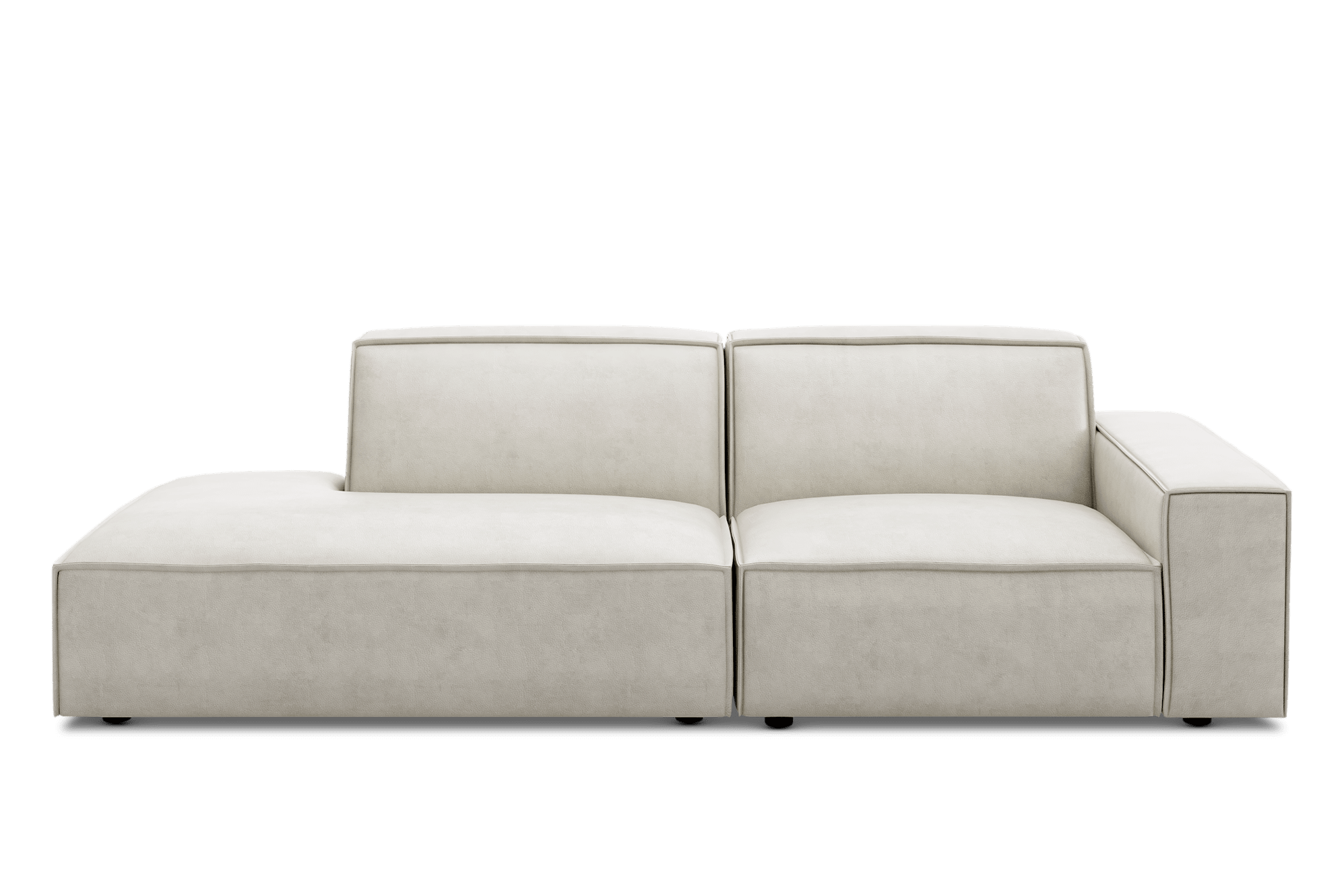 Jonathan Leather Side Chaise Sofa Left Facing Customised, (Marche) Ivory