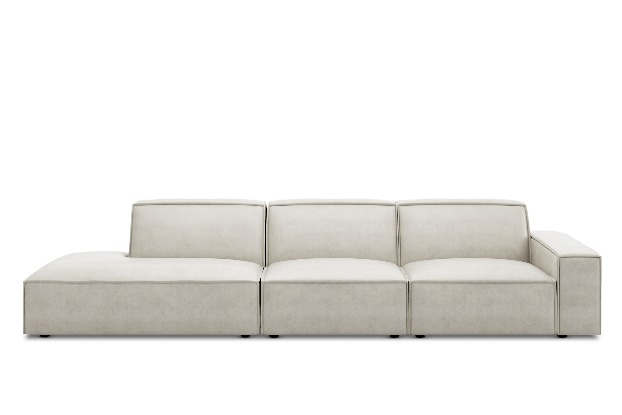 Jonathan Leather Extended Side Chaise Sofa Left Facing Customised, (Marche) Ivory