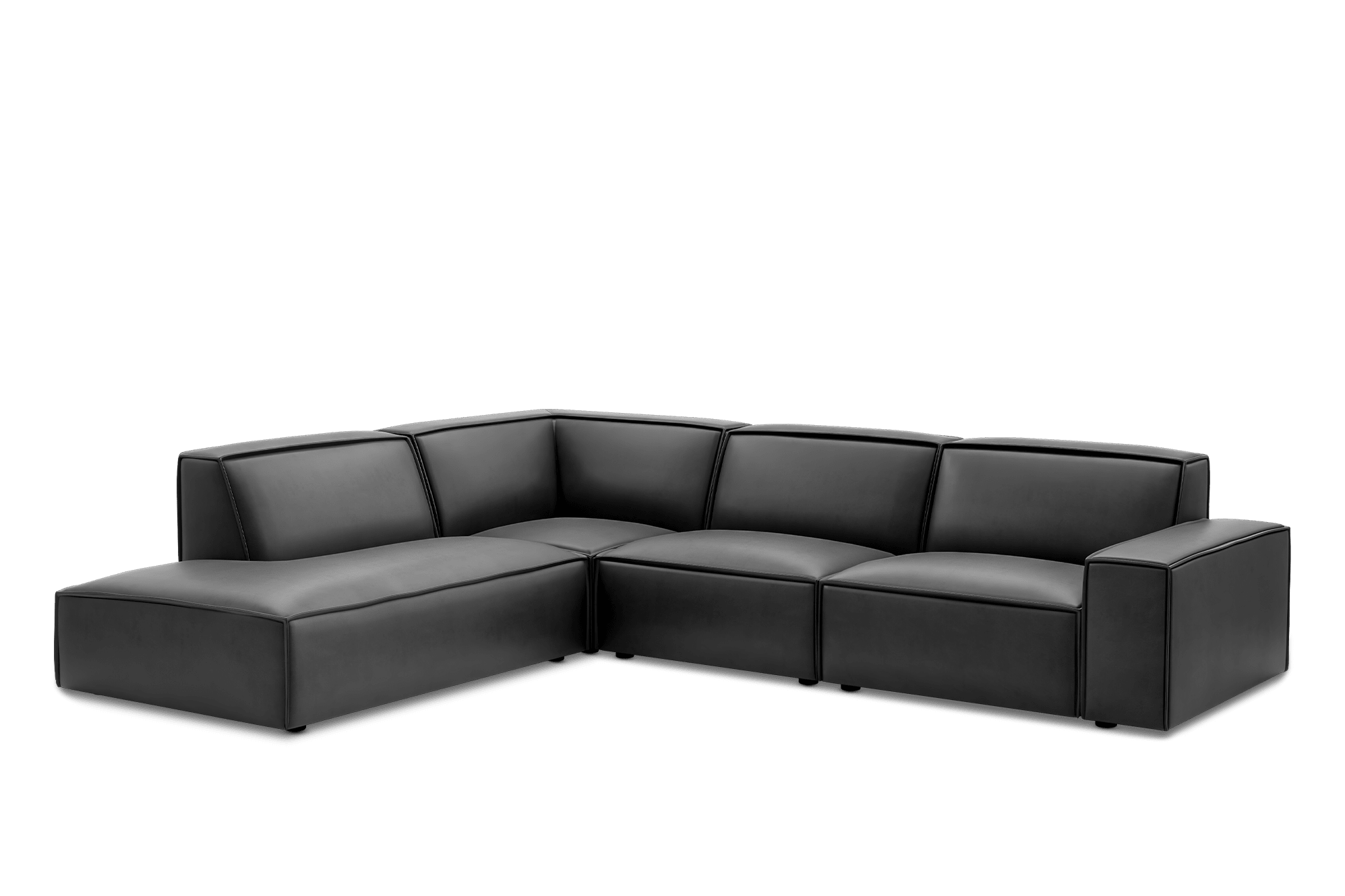 Jonathan Leather Extended Side Chaise Sectional Sofa Left Facing Customised, (Marche) Graphite