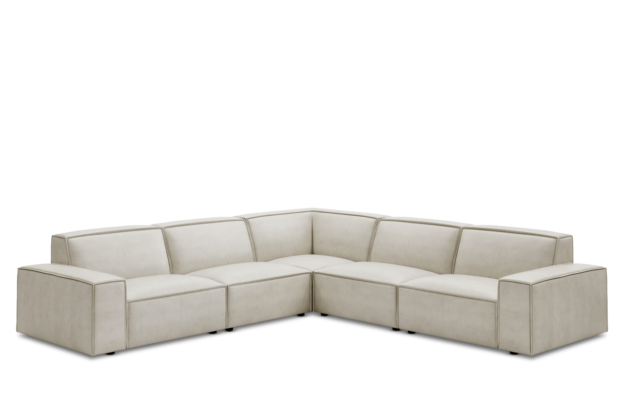 Jonathan Leather L-Shape Sectional Sofa Customised, (Marche) Ivory