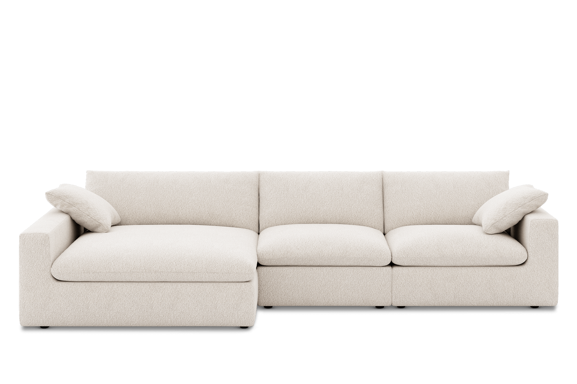 Dawson Wide Chaise Sectional Sofa Left Facing Customised, (Performance Boucle) Cream