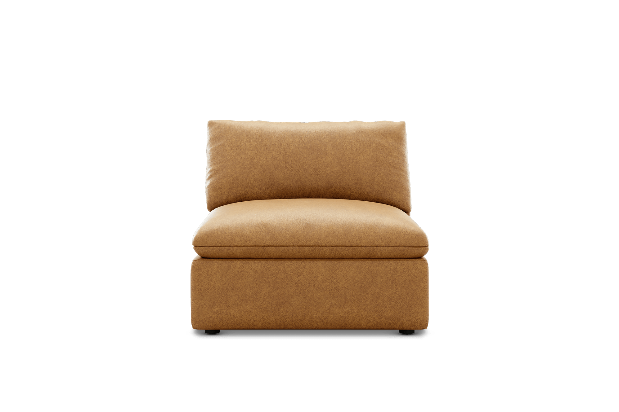 Dawson Leather Armless Sofa Customised, (Lugano) Caramel