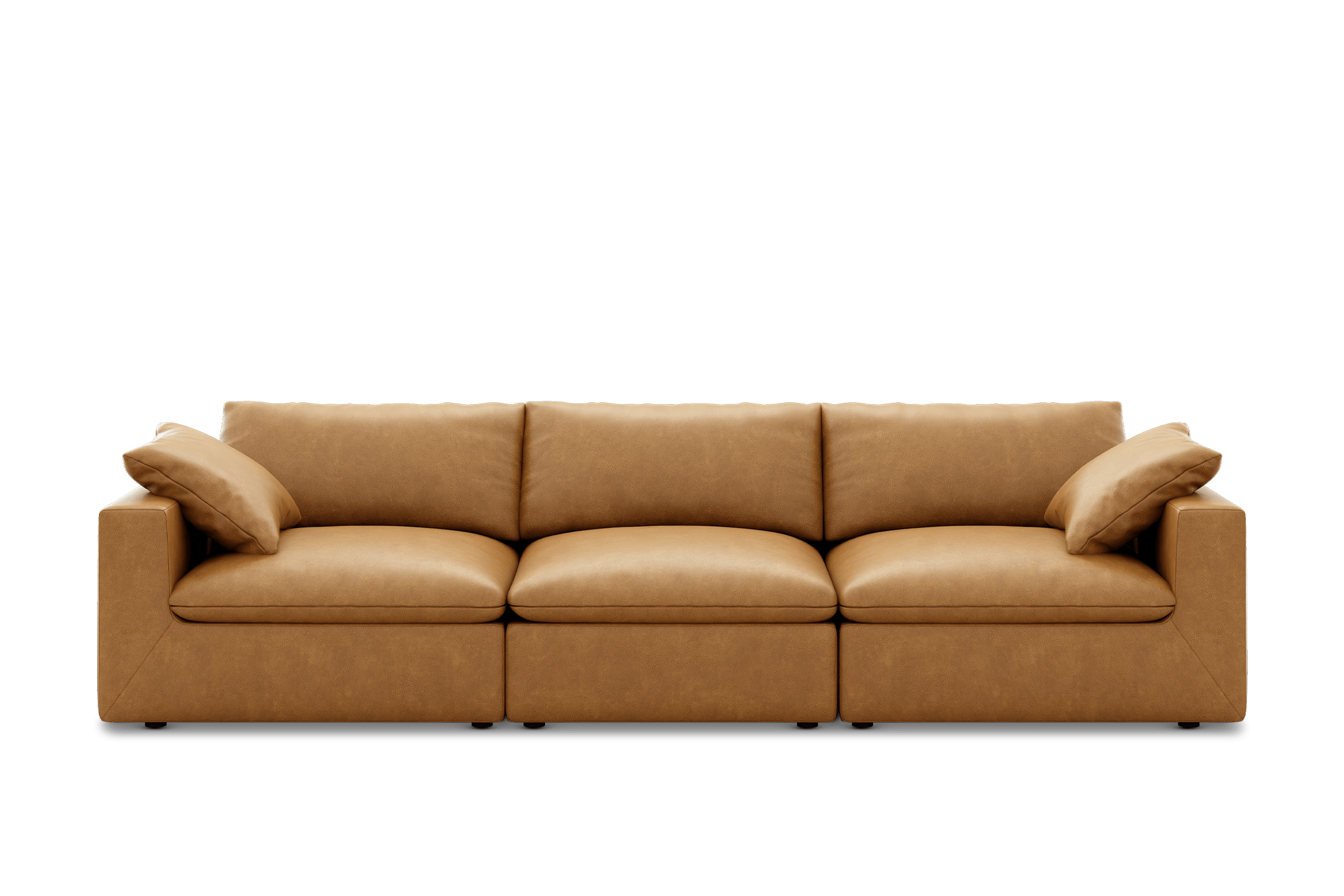Dawson Leather Extended Sofa Customised, (Lugano) Caramel