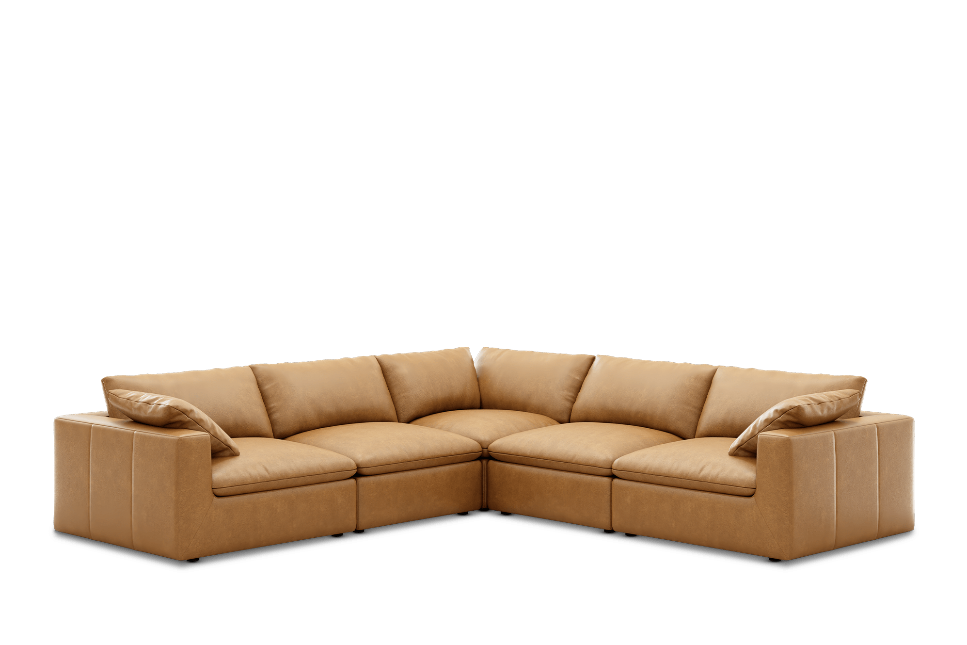 Dawson Leather L-Shape Sectional Sofa Customised, (Lugano) Caramel