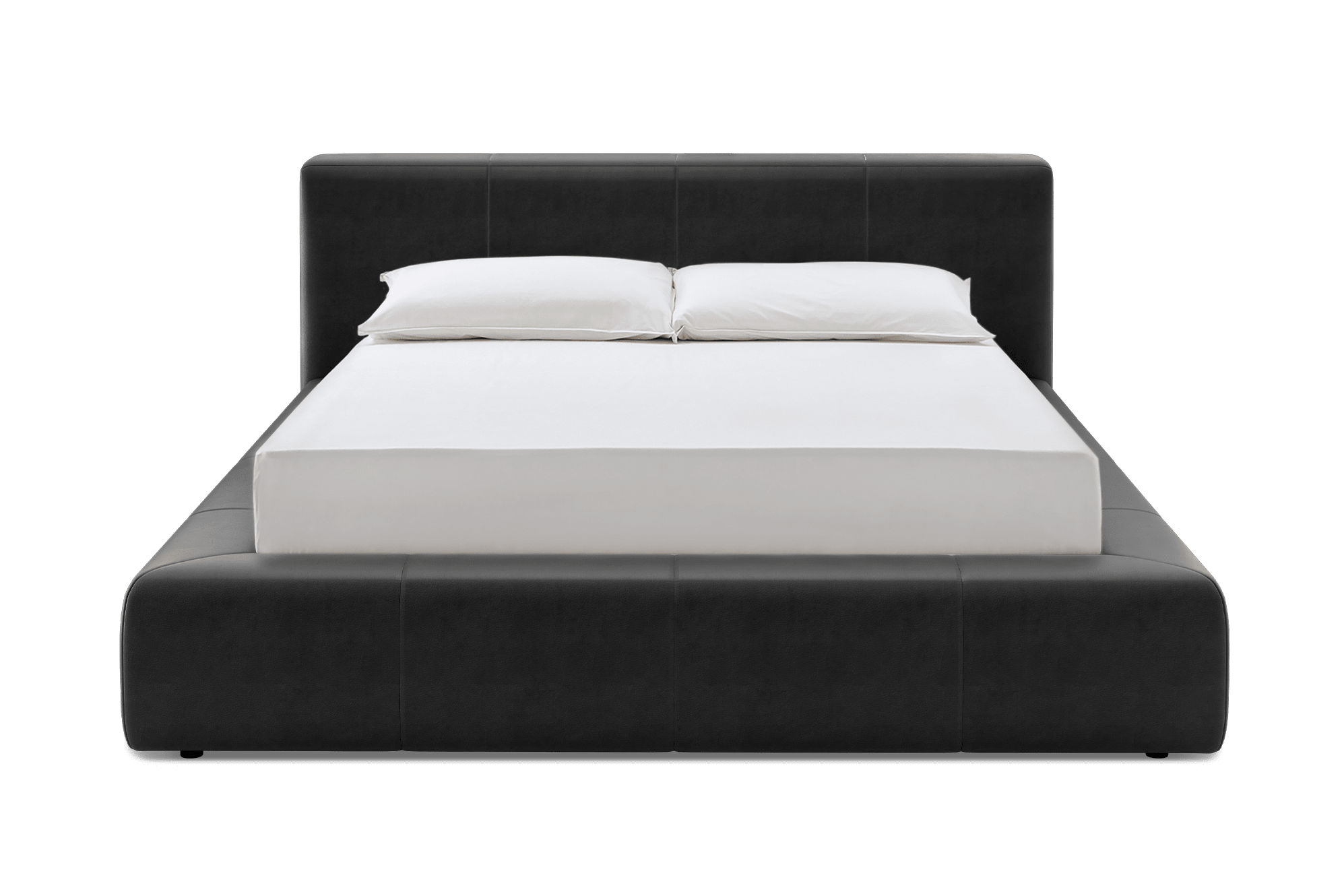 Dawson Leather Queen Size Bed Customised, (Marche) Graphite