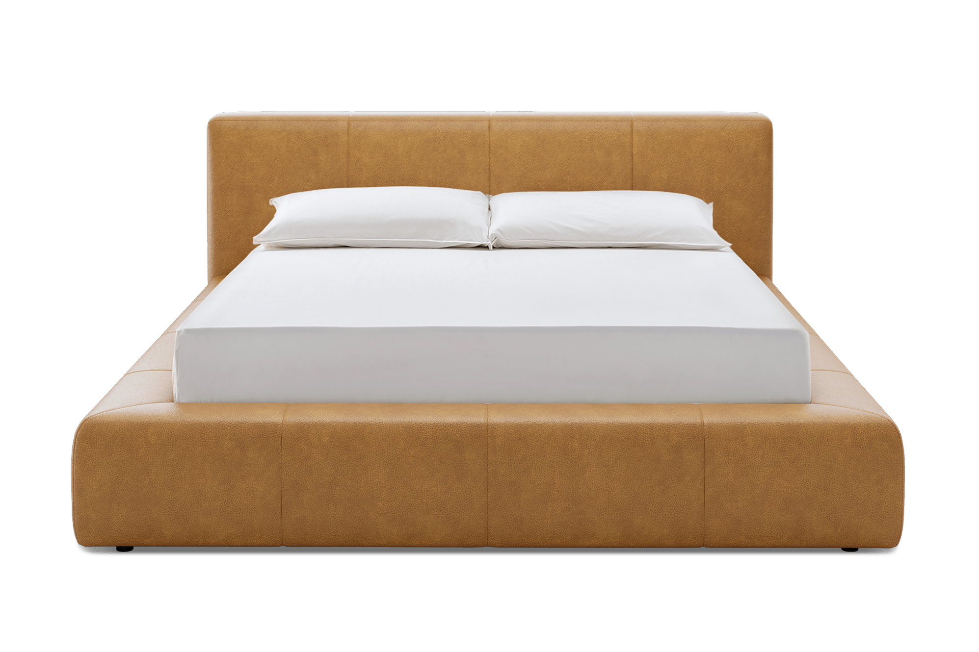 Dawson Leather King Size Bed Customised, (Lugano) Caramel