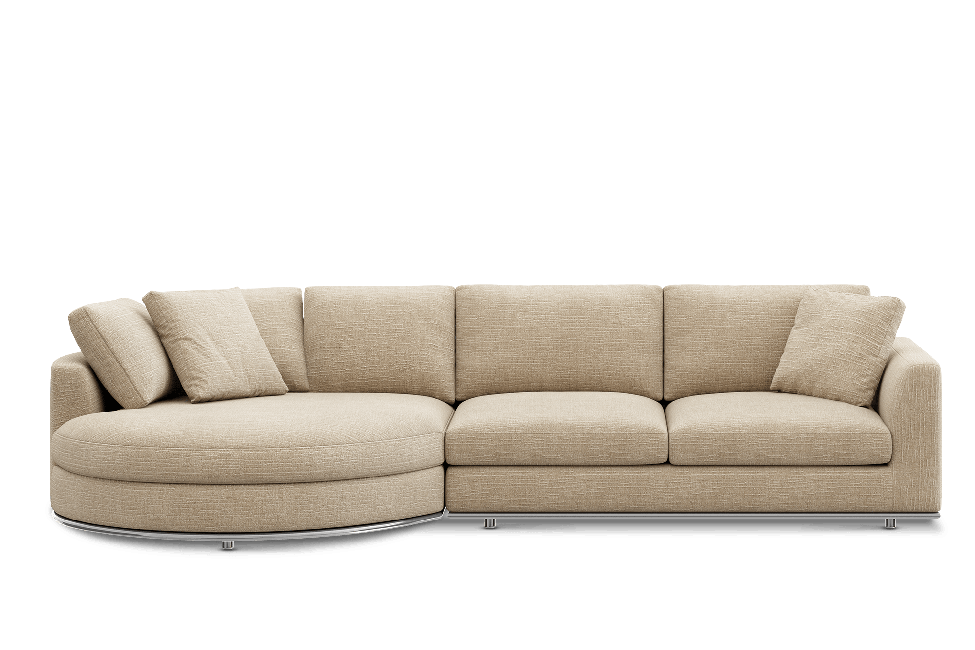 Hamilton Round Chaise Sectional Sofa Left Facing Customised, (Washed Chenille) Sand