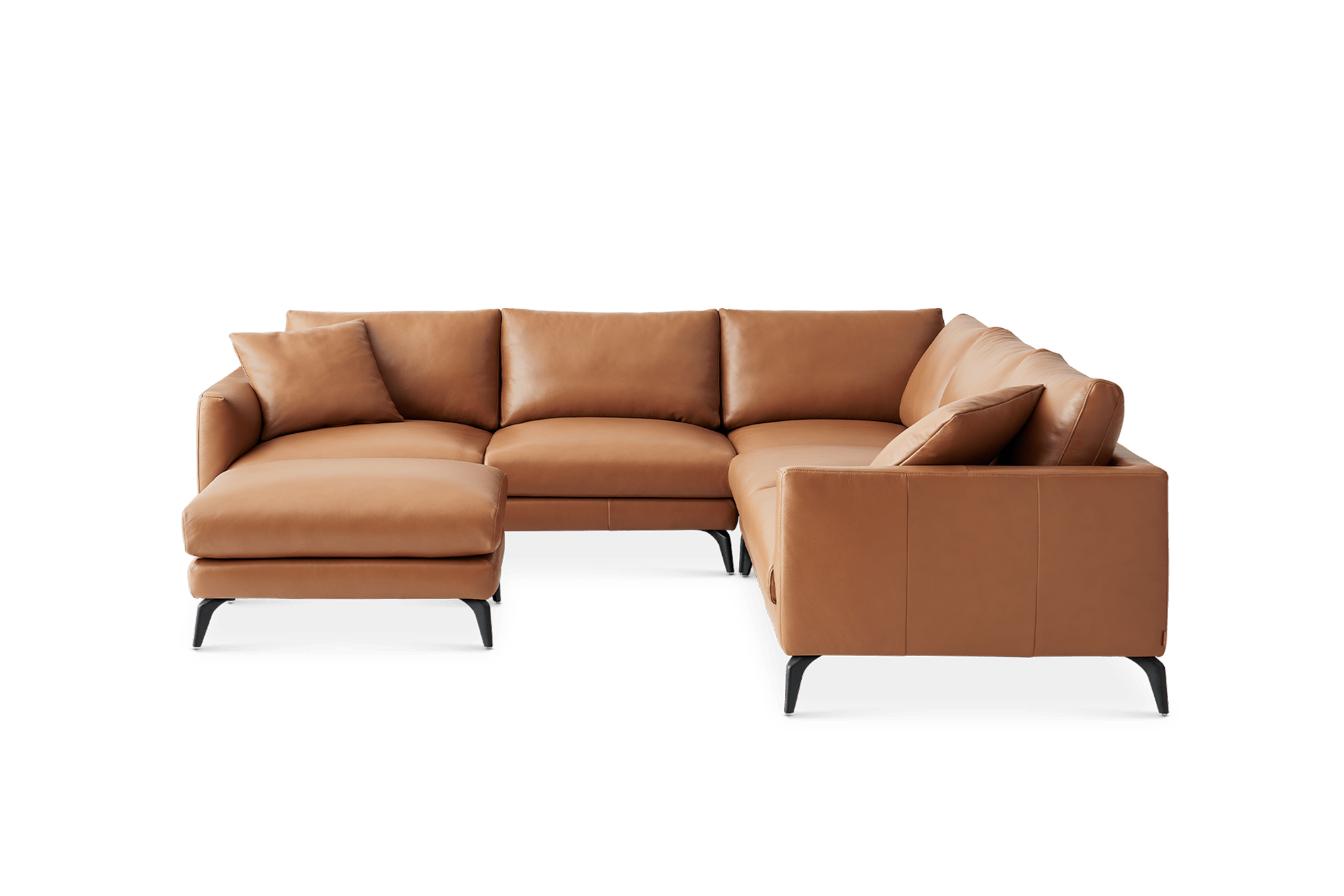 Lena Leather L-Shape Sectional Sofa with Ottoman 1