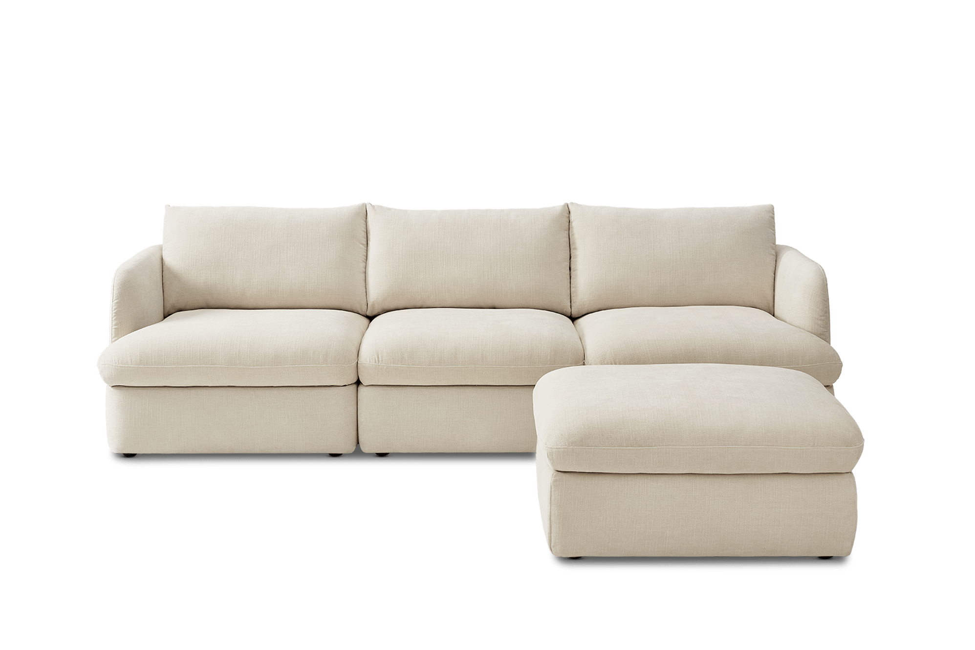 Ollie Storage Extended Sofa with Ottoman, (Greta) Ivory