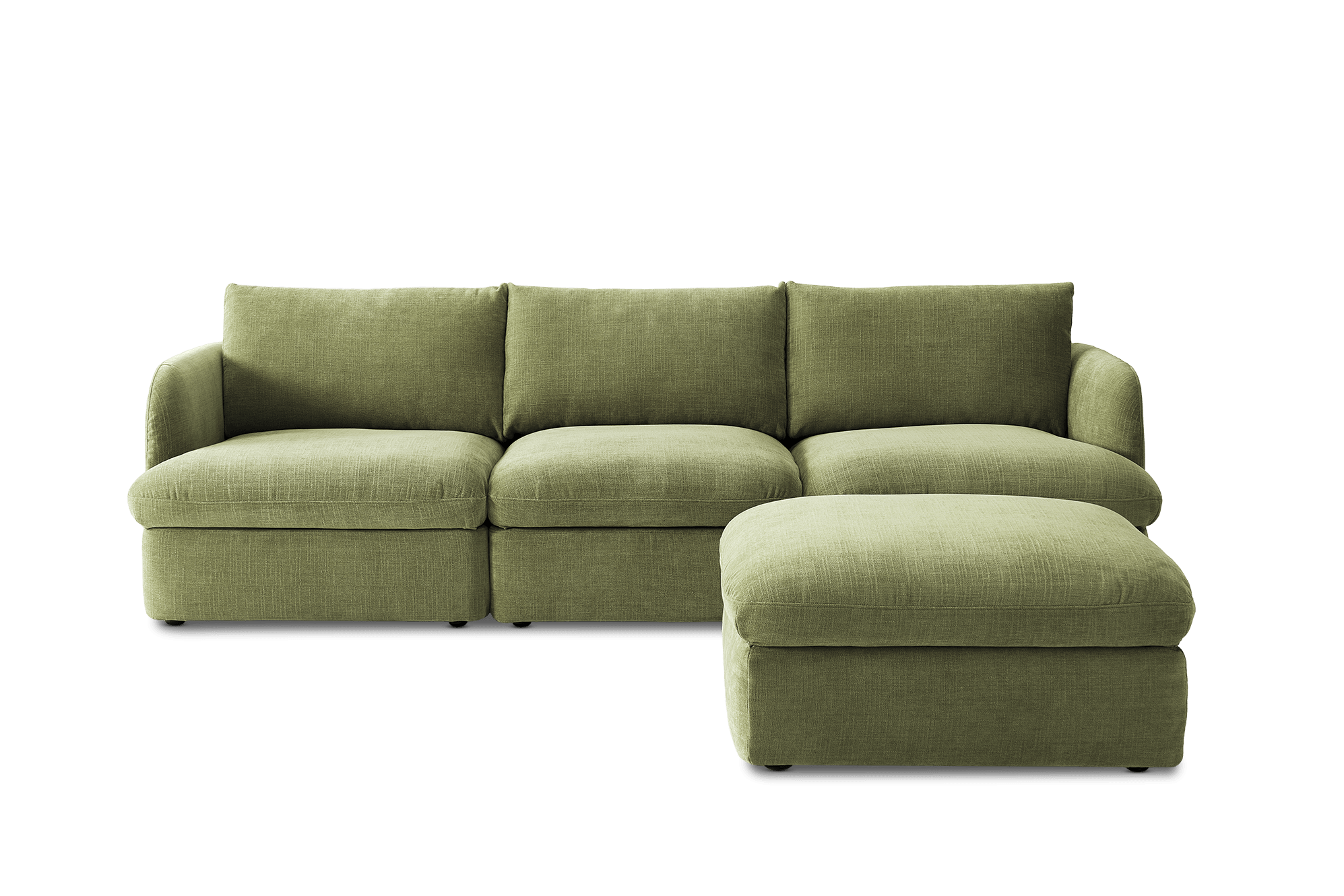 Ollie Storage Extended Sofa with Ottoman, (Greta) Moss