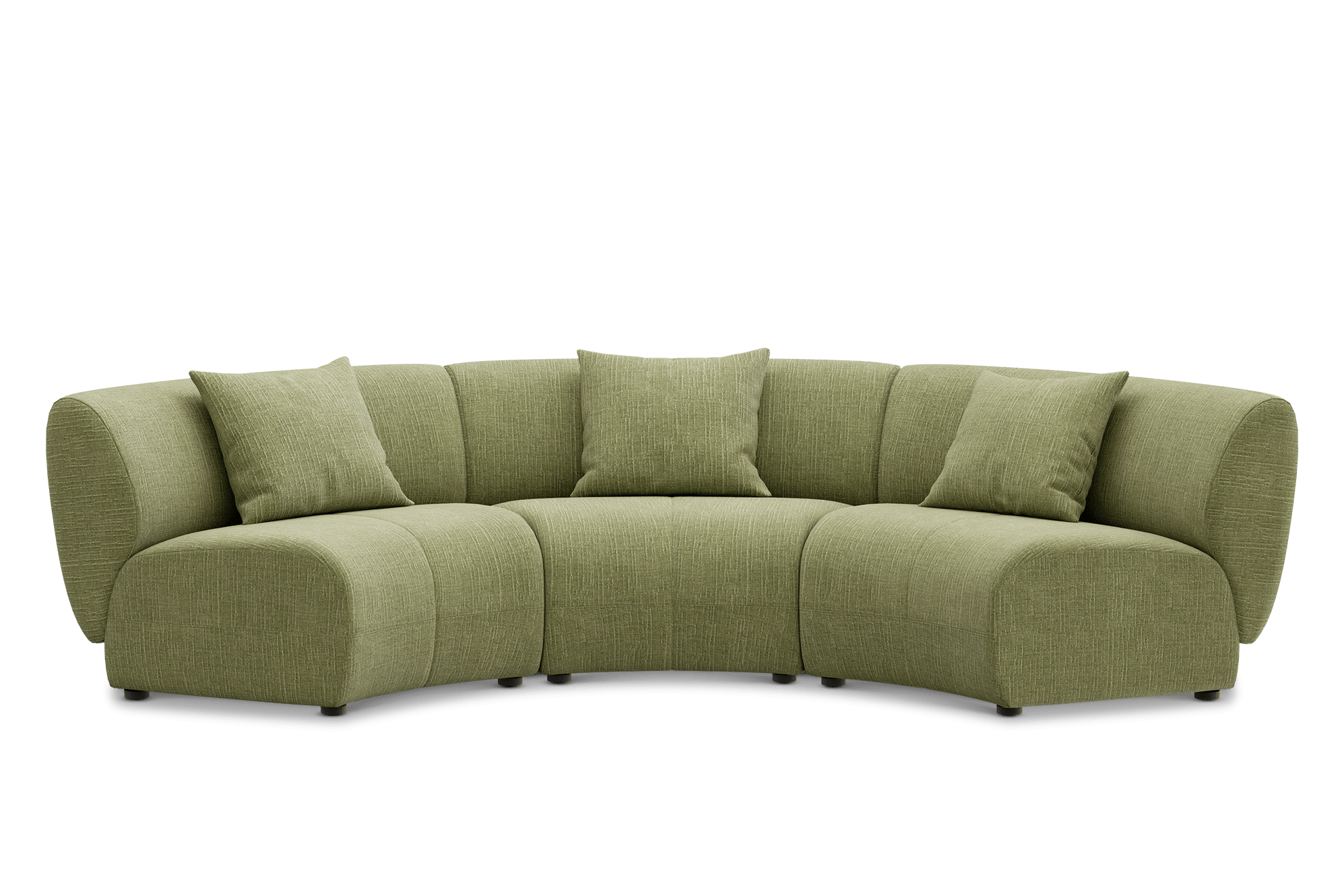 Auburn Armless Curve Sofa Customized, (Washed Chenille) Moss