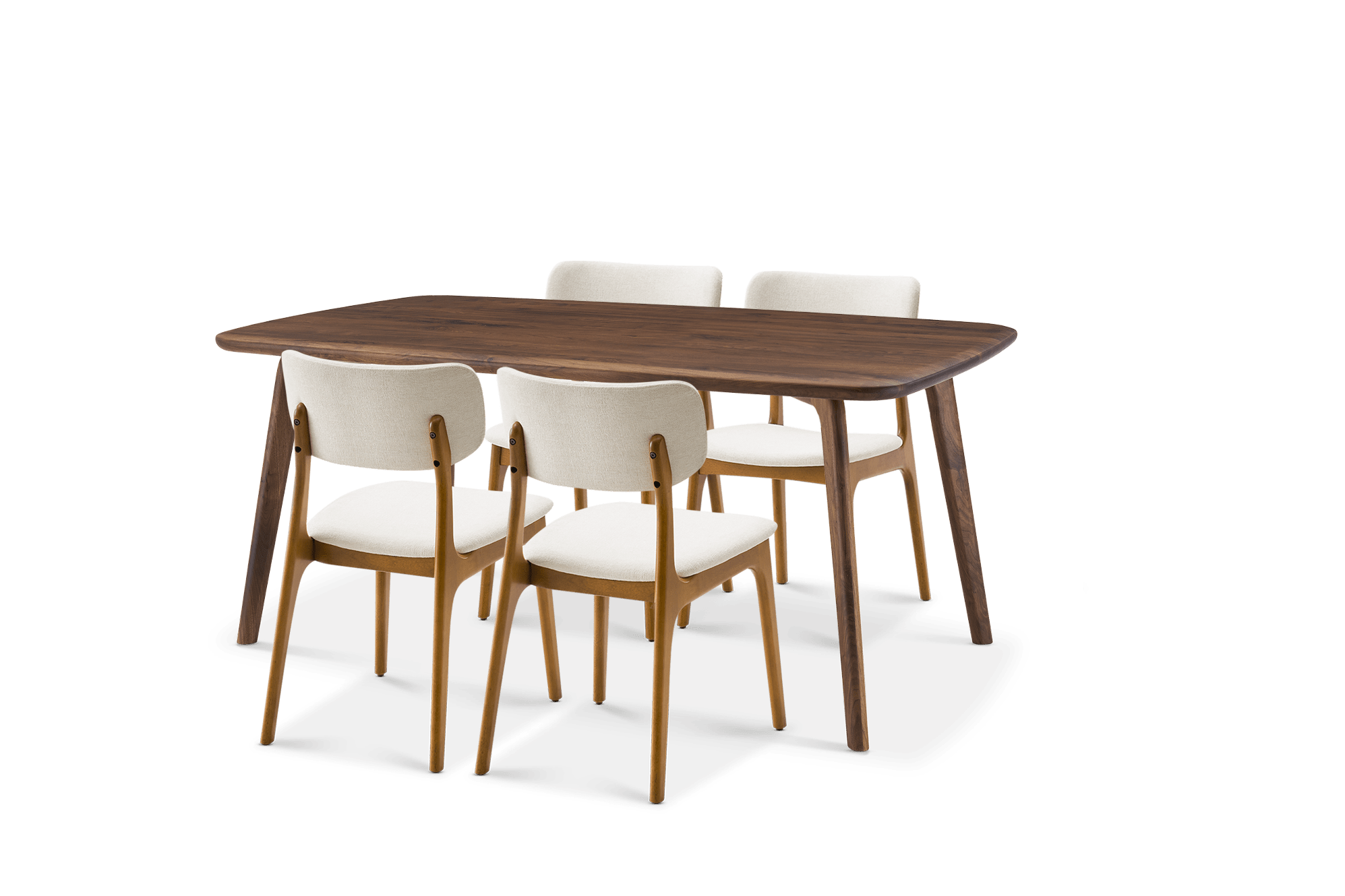 Vincent Dining Table 70.9" with 4 Brighton Dining Chairs, (Performance Anderson) Cream (Dark Walnut)​