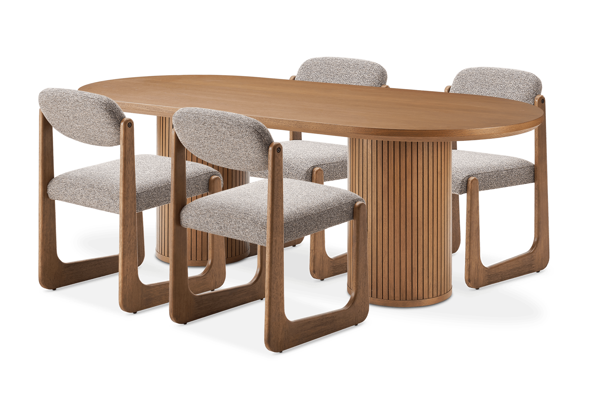 Harper Dining Table 86.6" with 4 Lira Dining Chairs, (Performance Hugo) Brown (Chestnut)​