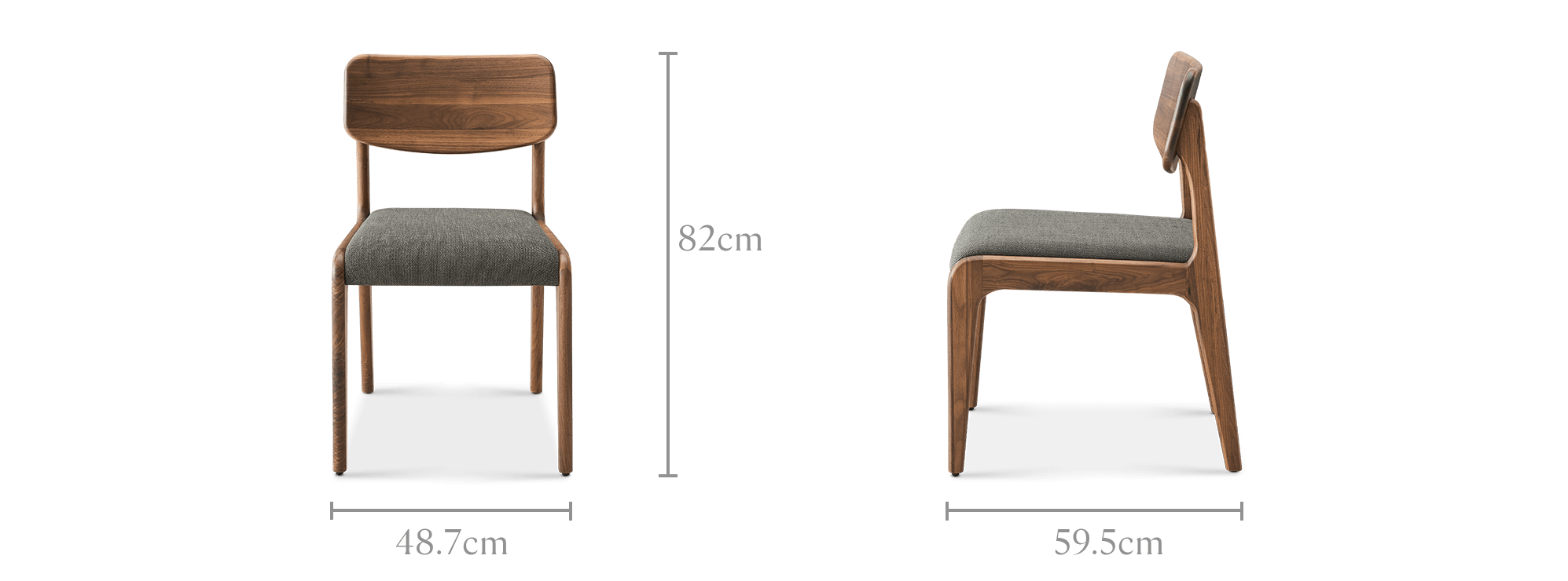 dimension of Vincent Chair, Walnut