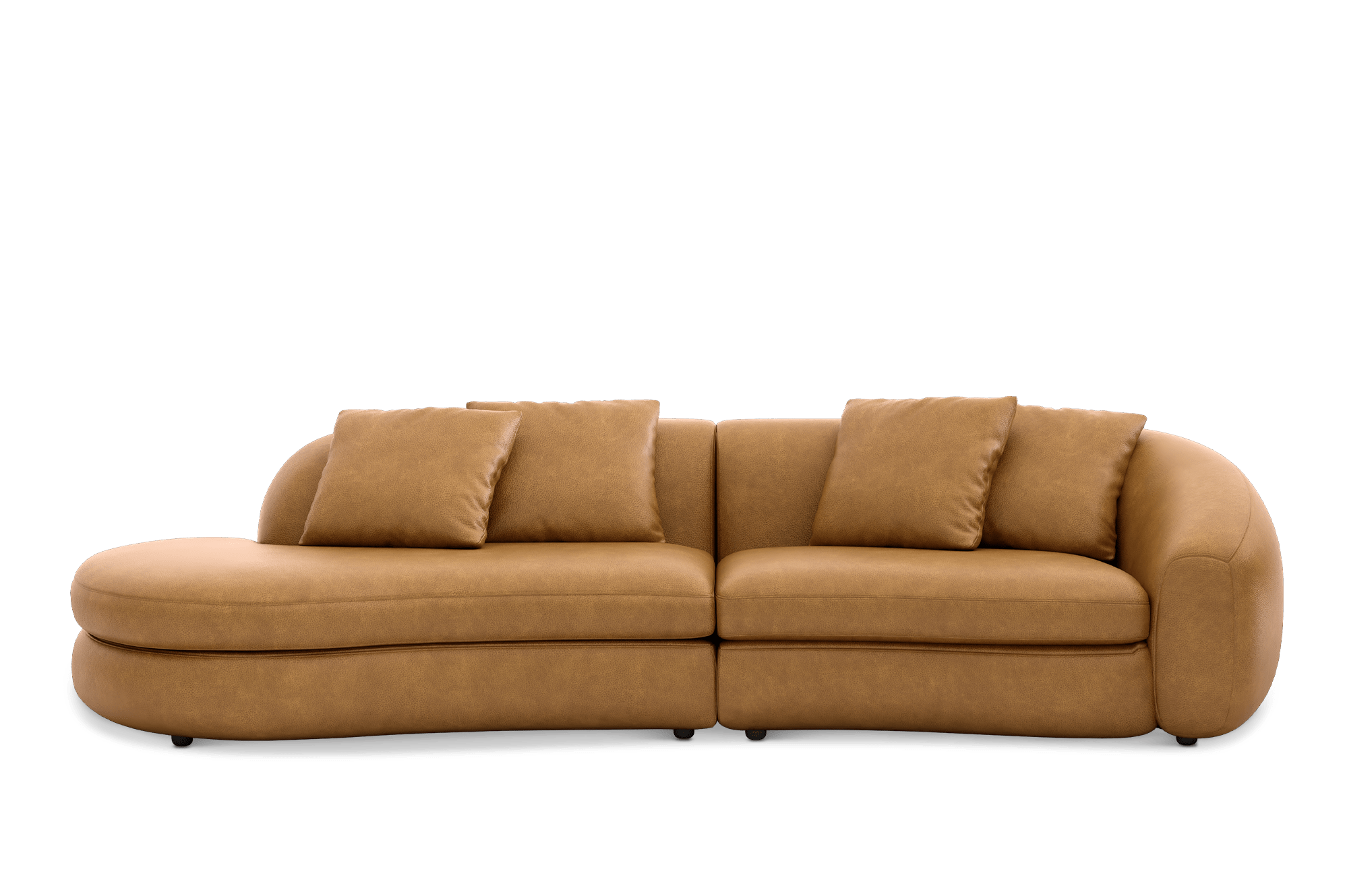 Fable Leather Side Chaise Sofa Left Facing Customised, (Lugano) Caramel
