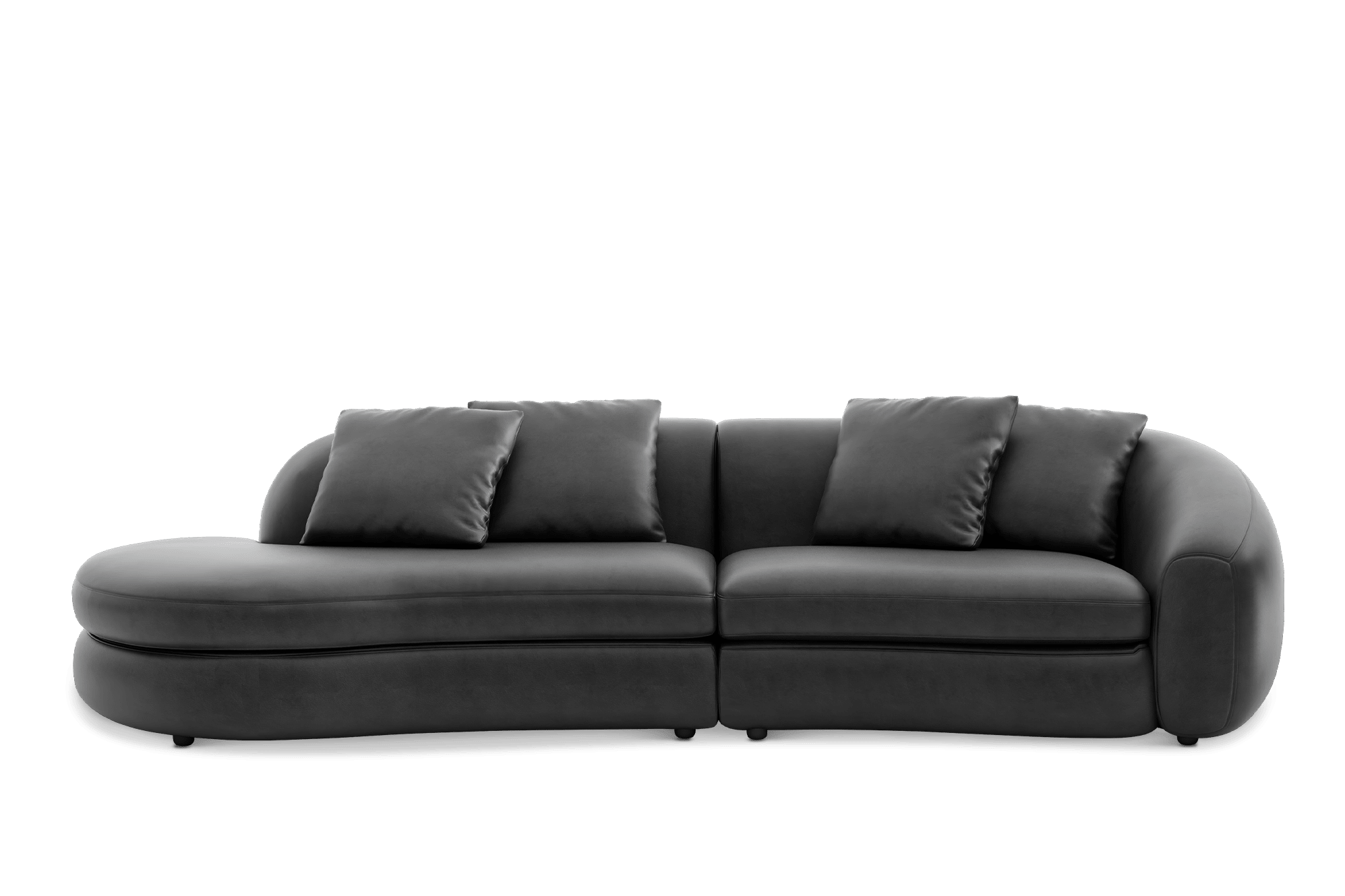 Fable Leather Side Chaise Sofa Left Facing Customised, (Marche) Graphite