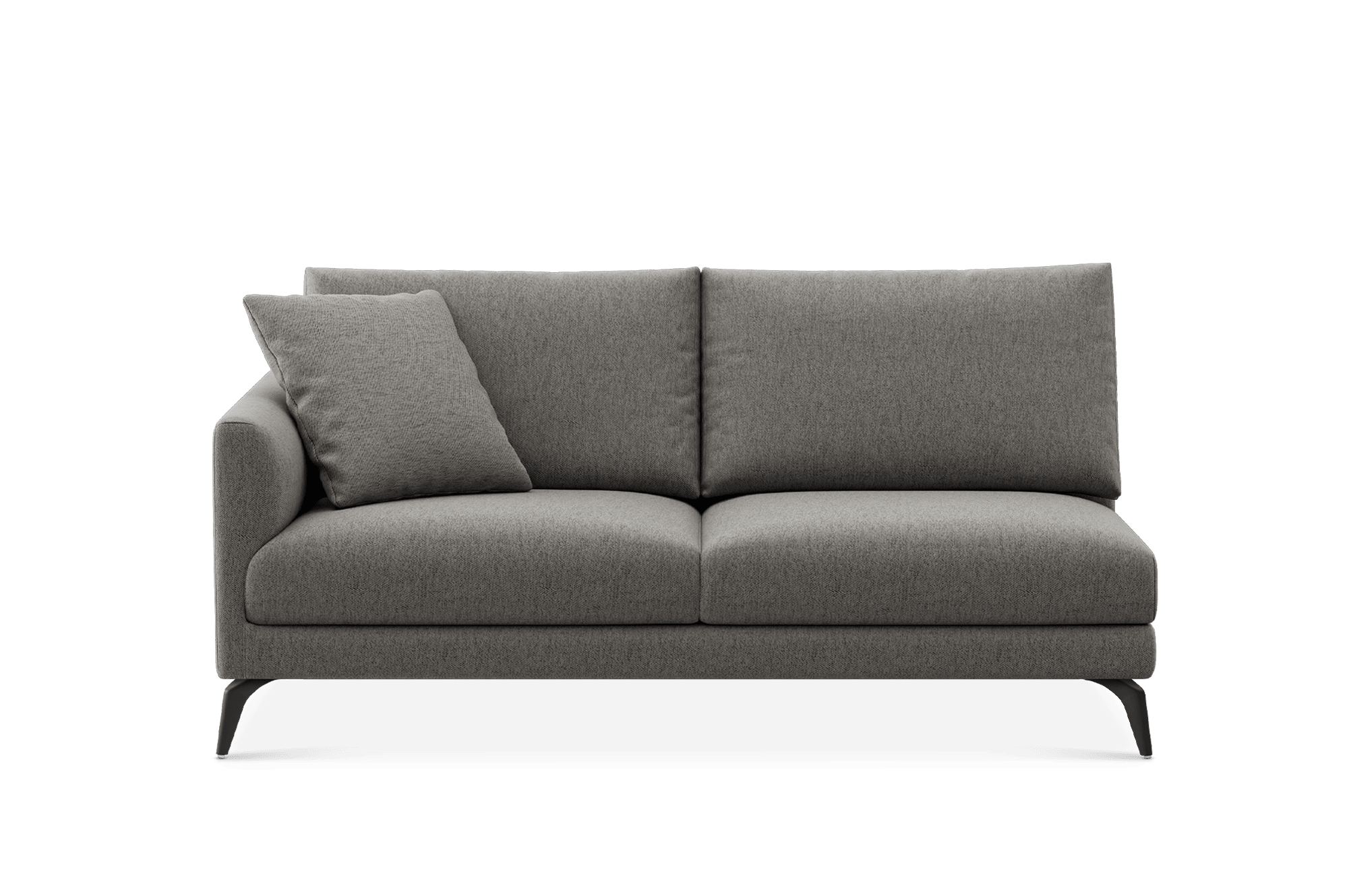 Lena Left Arm 2 Seater Couch Customized, (Performance Classic Twill) Dark Grey (Matte Black Legs)
