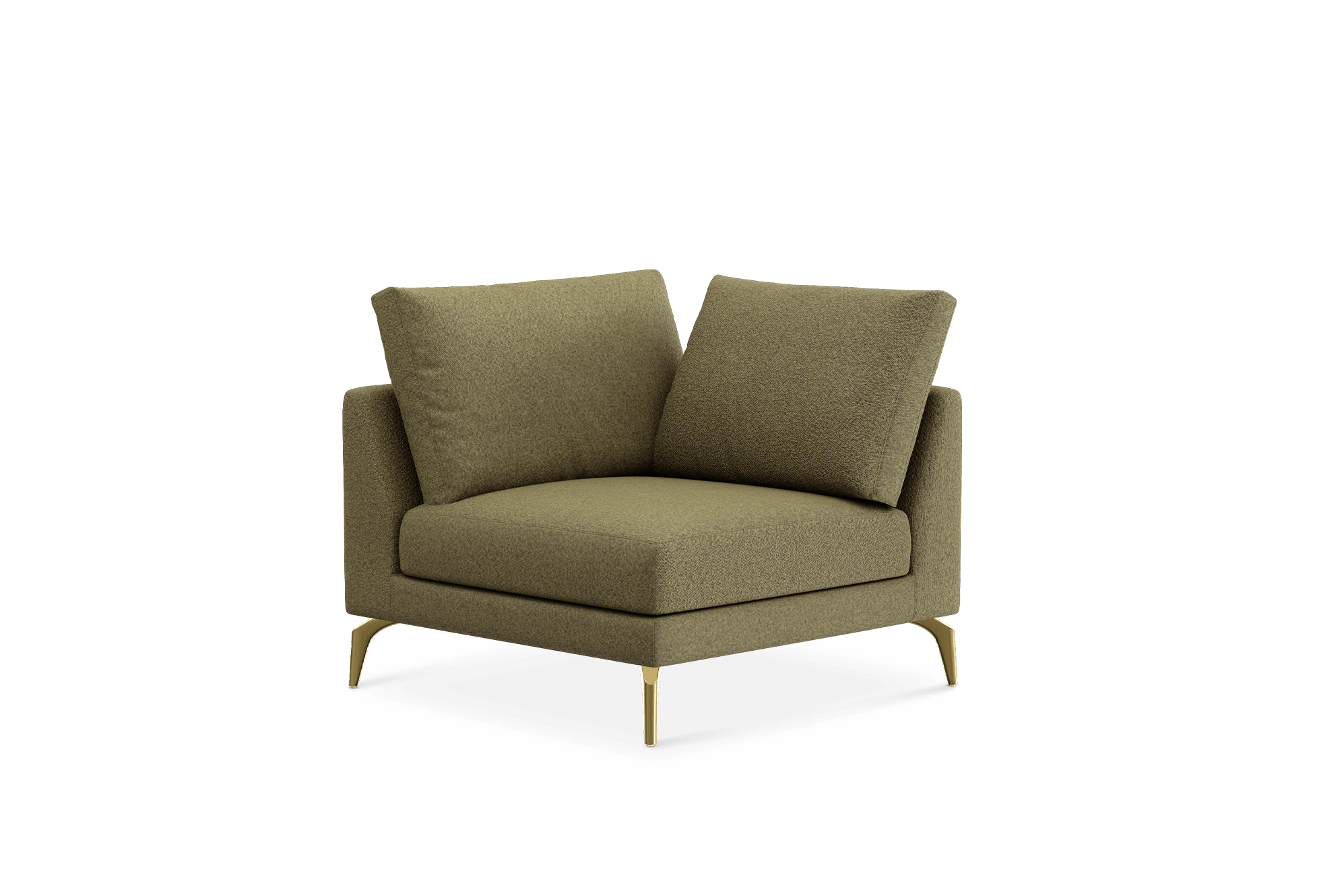 Lena Corner Sofa Customised, (Performance Boucle) Moss (Brass Legs)