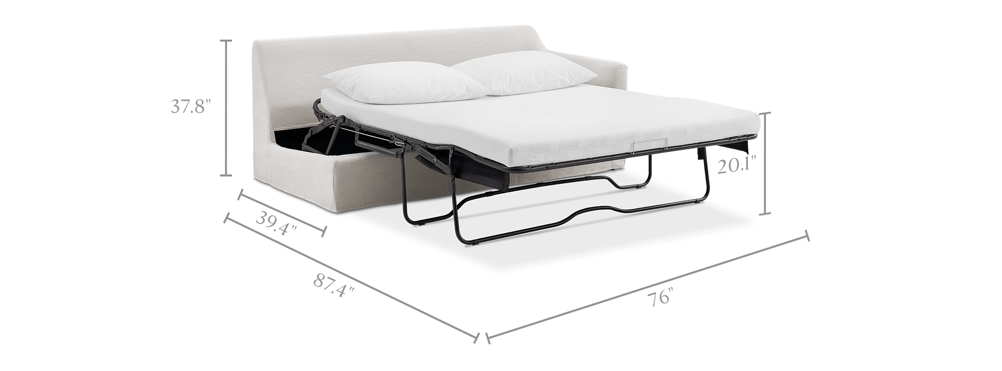 dimension of Agnes Right Arm Sleeper Sofa