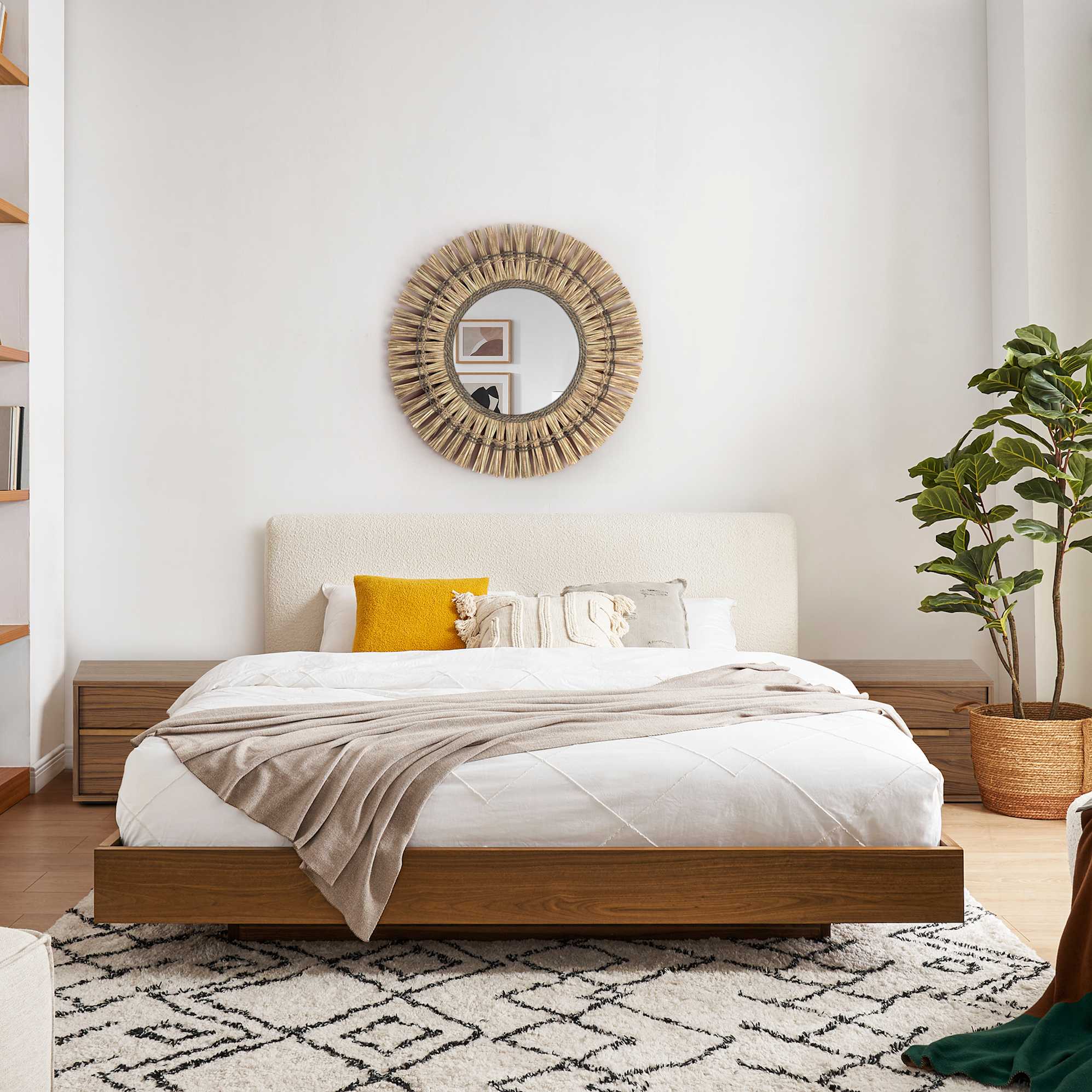 Joseph Bed Bouclé with 2 Bedside Tables
