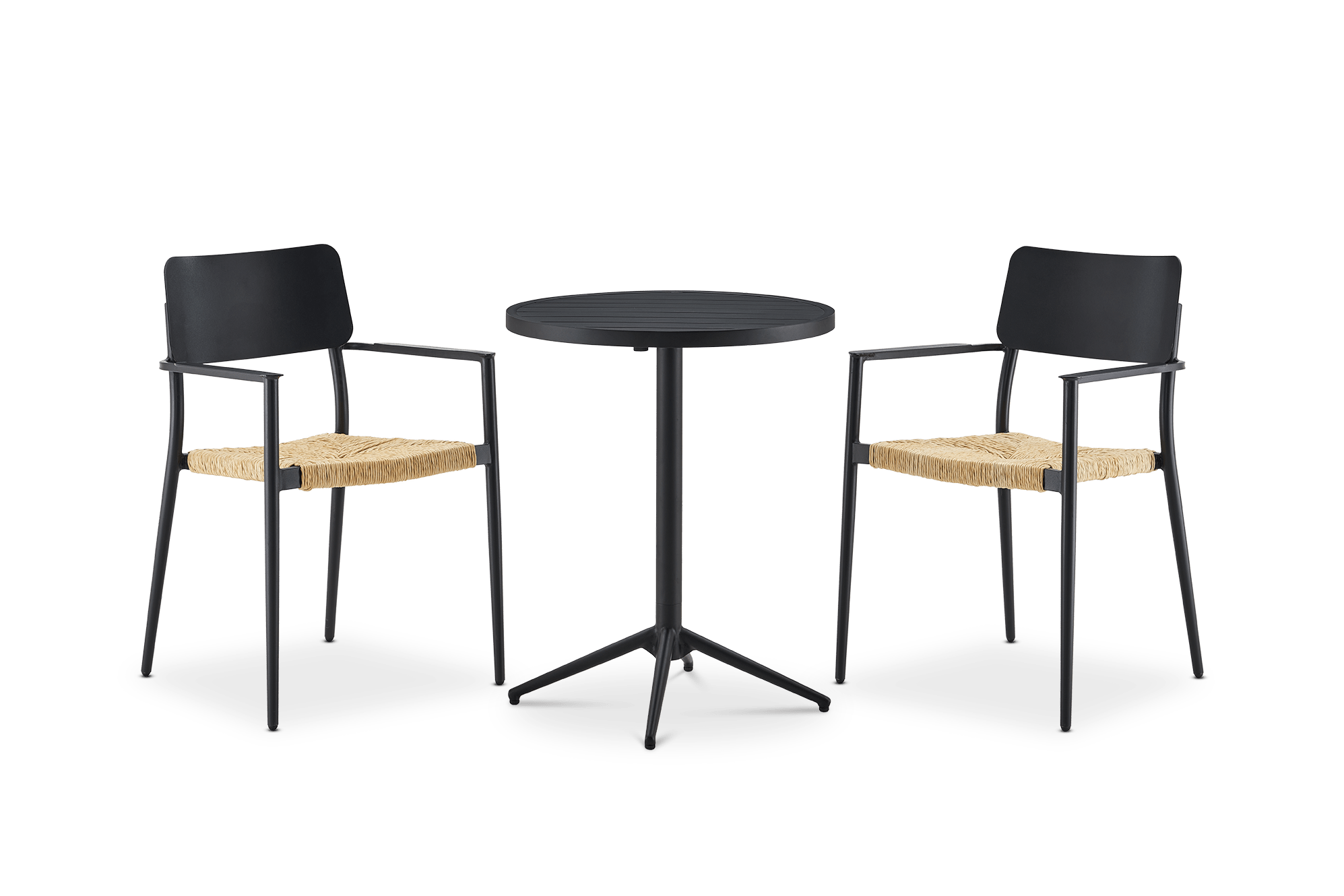 Bistro Round Foldable Table with 2 Newport Chairs Set