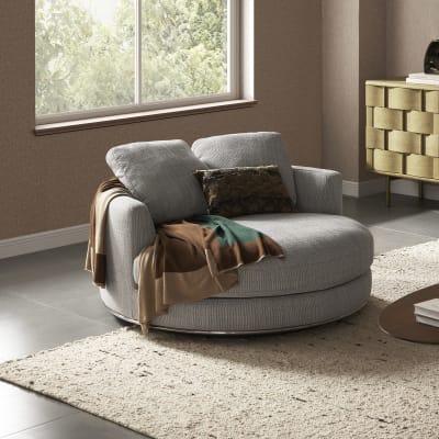 Hamilton Round Performance Fabric Swivel 1.5 Seater Armchair