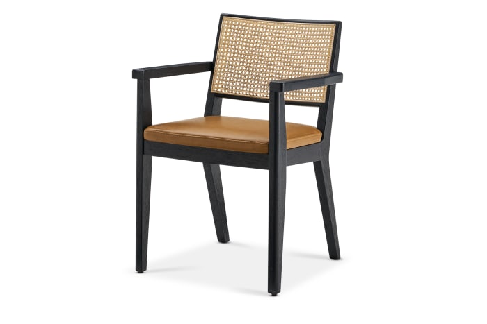 Cane and leather dining chair sale