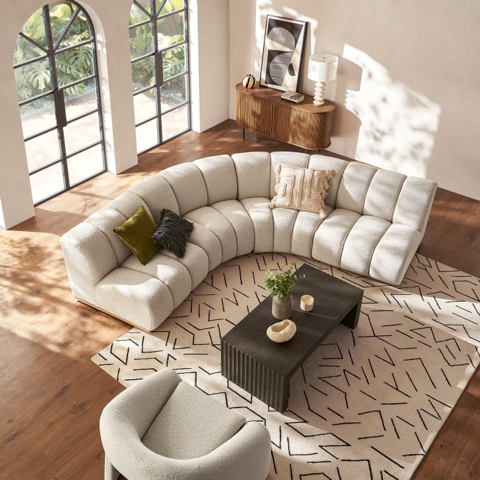 L shaped tufted sectional deals