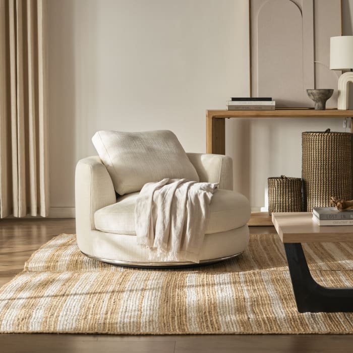 Pottery barn round clearance swivel chair