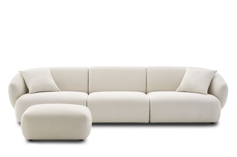 Auburn Performance Fabric Armless Curve 3 Seater Sofa