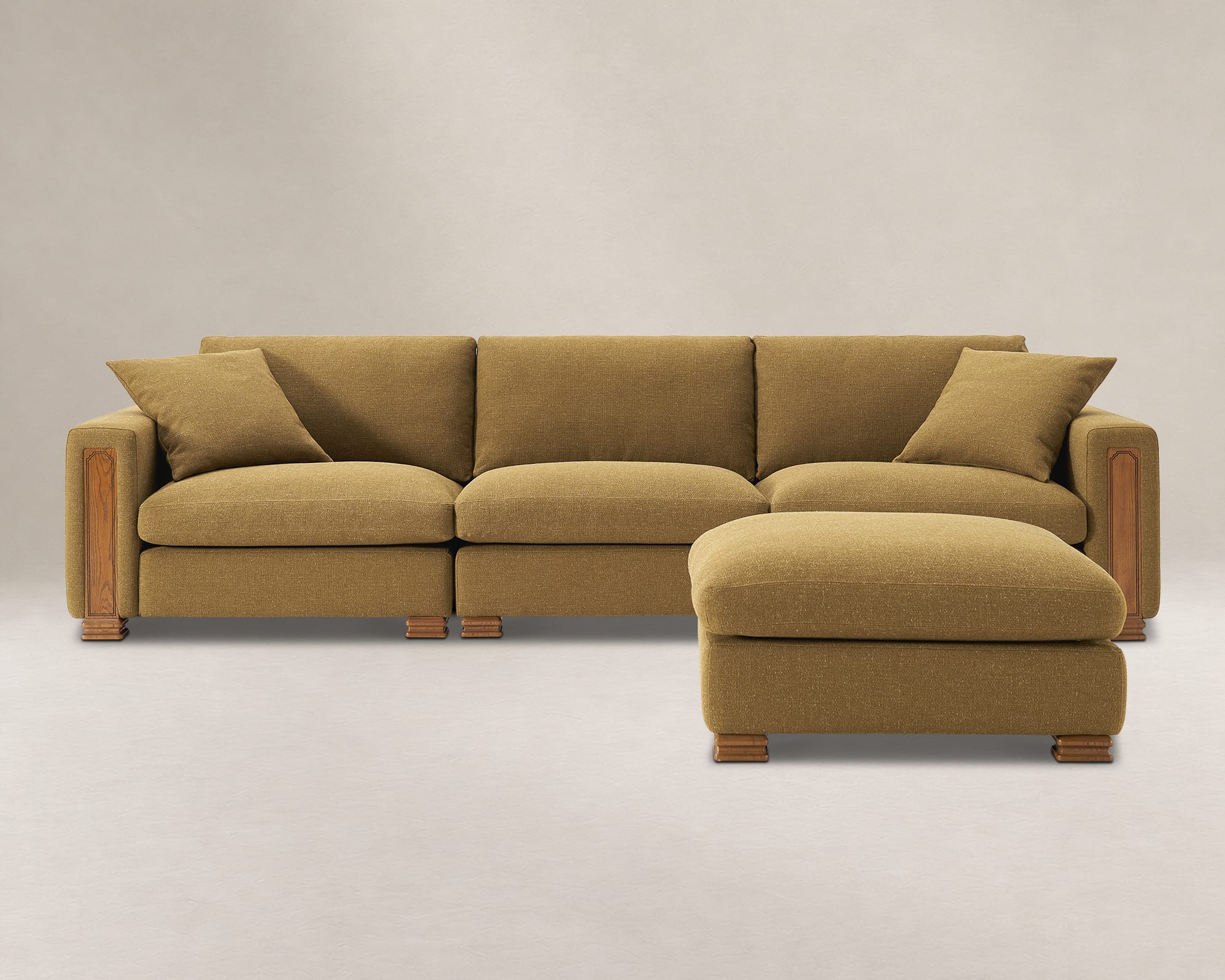 Tan France Kagan Extended Sofa with Ottoman 3