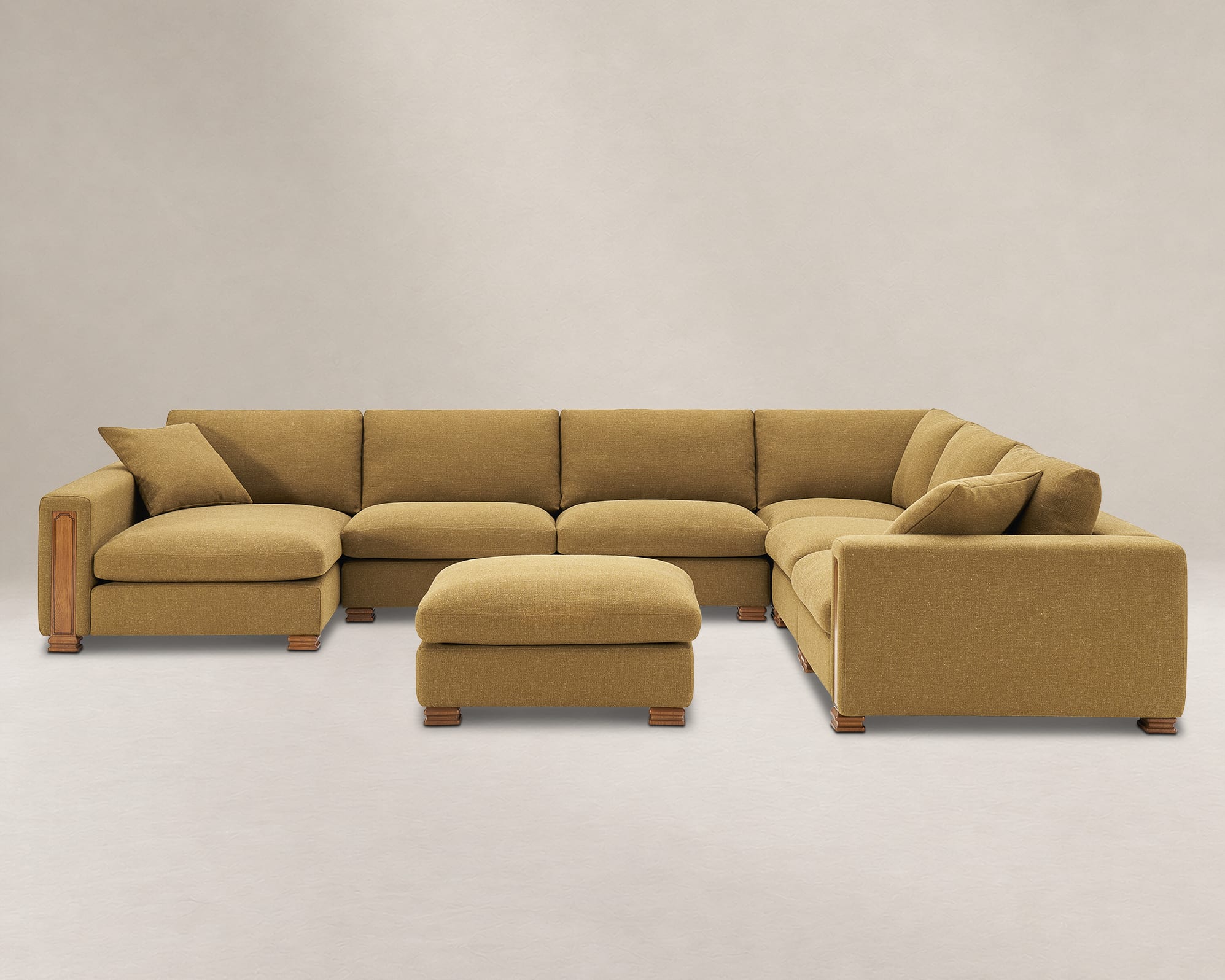 Tan France Kagan 6-Piece L-Shape Sectional Sofa with Chaise & Ottoman 3