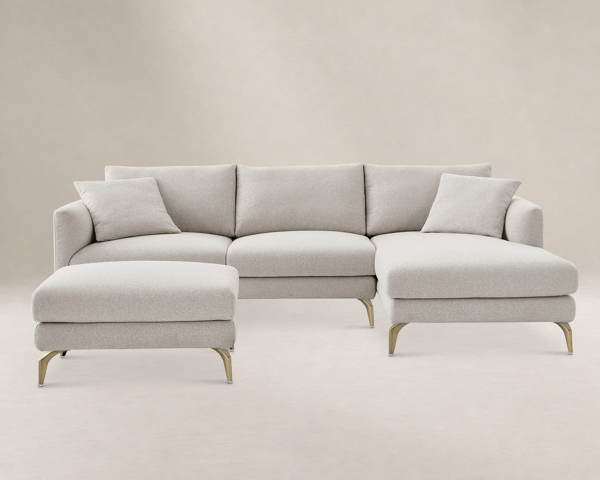 Lena Performance Fabric Chaise Sectional Sofa with Ottoman 1