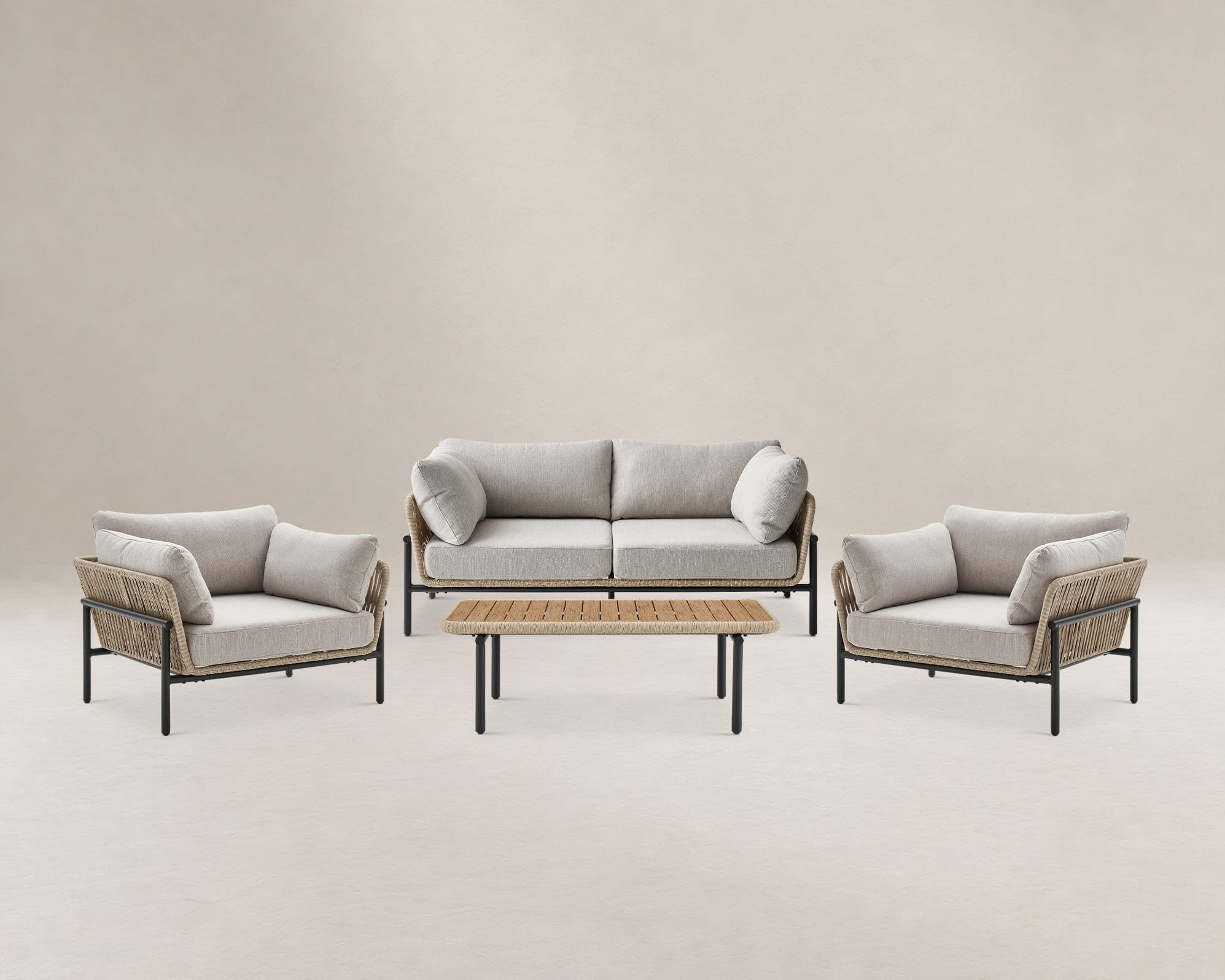 Sierra Outdoor Sofa, Lounge Chair & Coffee Table Set 2