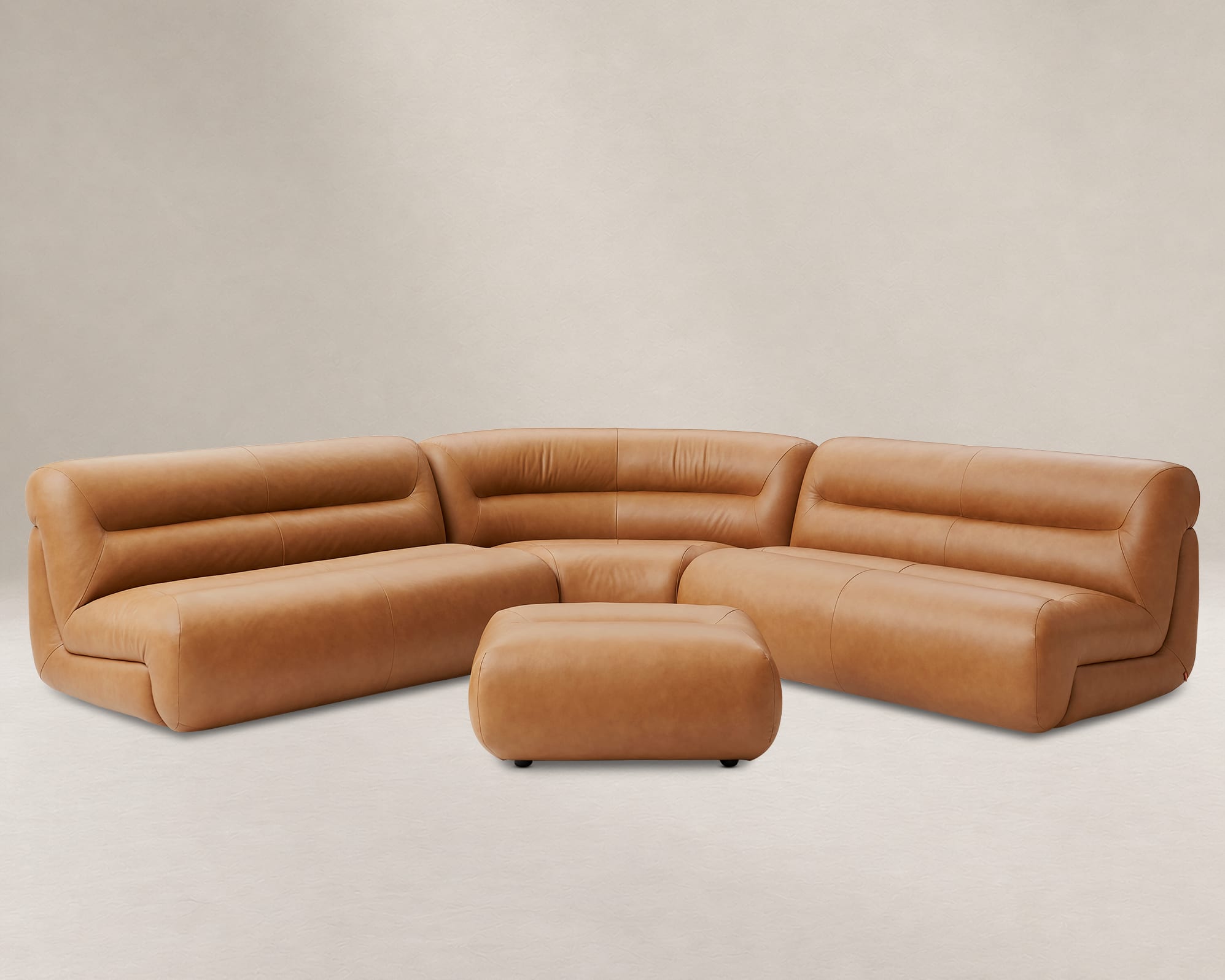 Tovi Leather L-Shaped Sofa with Footstool 2