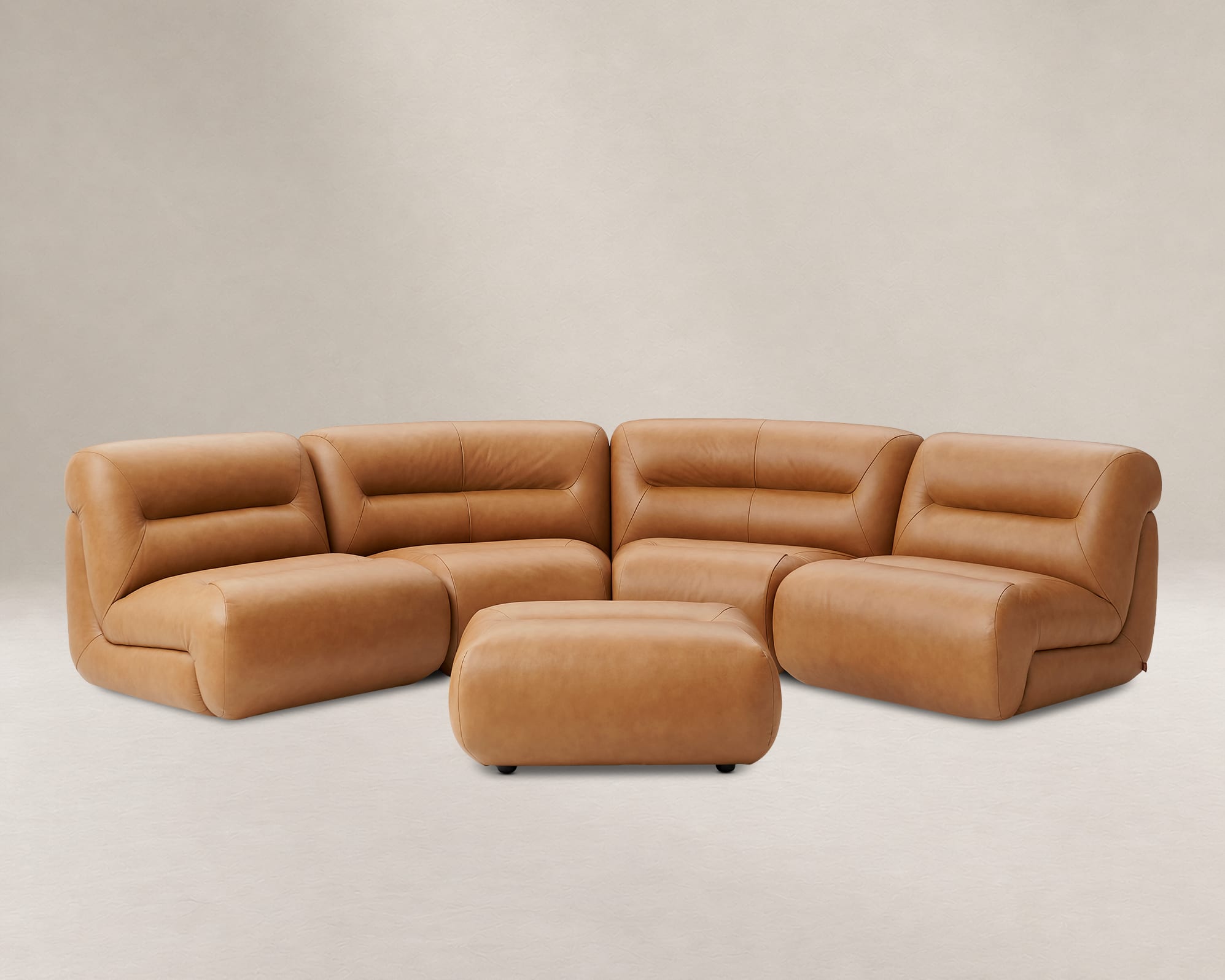 Tovi Leather 4-Piece Sectional Sofa with Footstool 2
