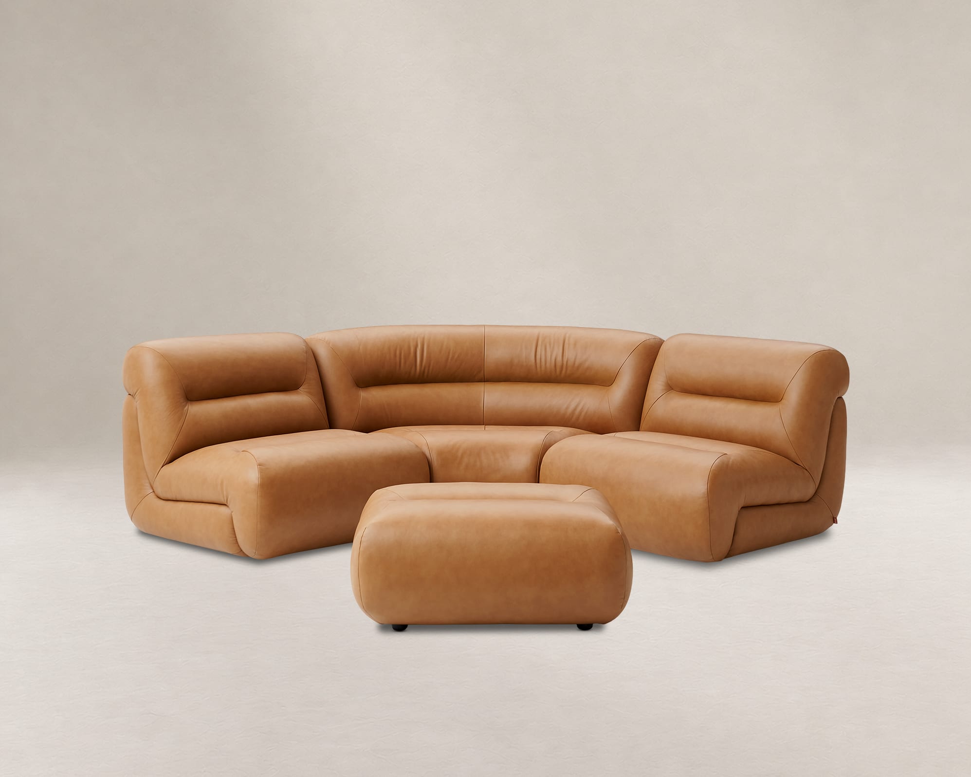 Tovi Leather 3-Piece Sectional Sofa with Footstool 2