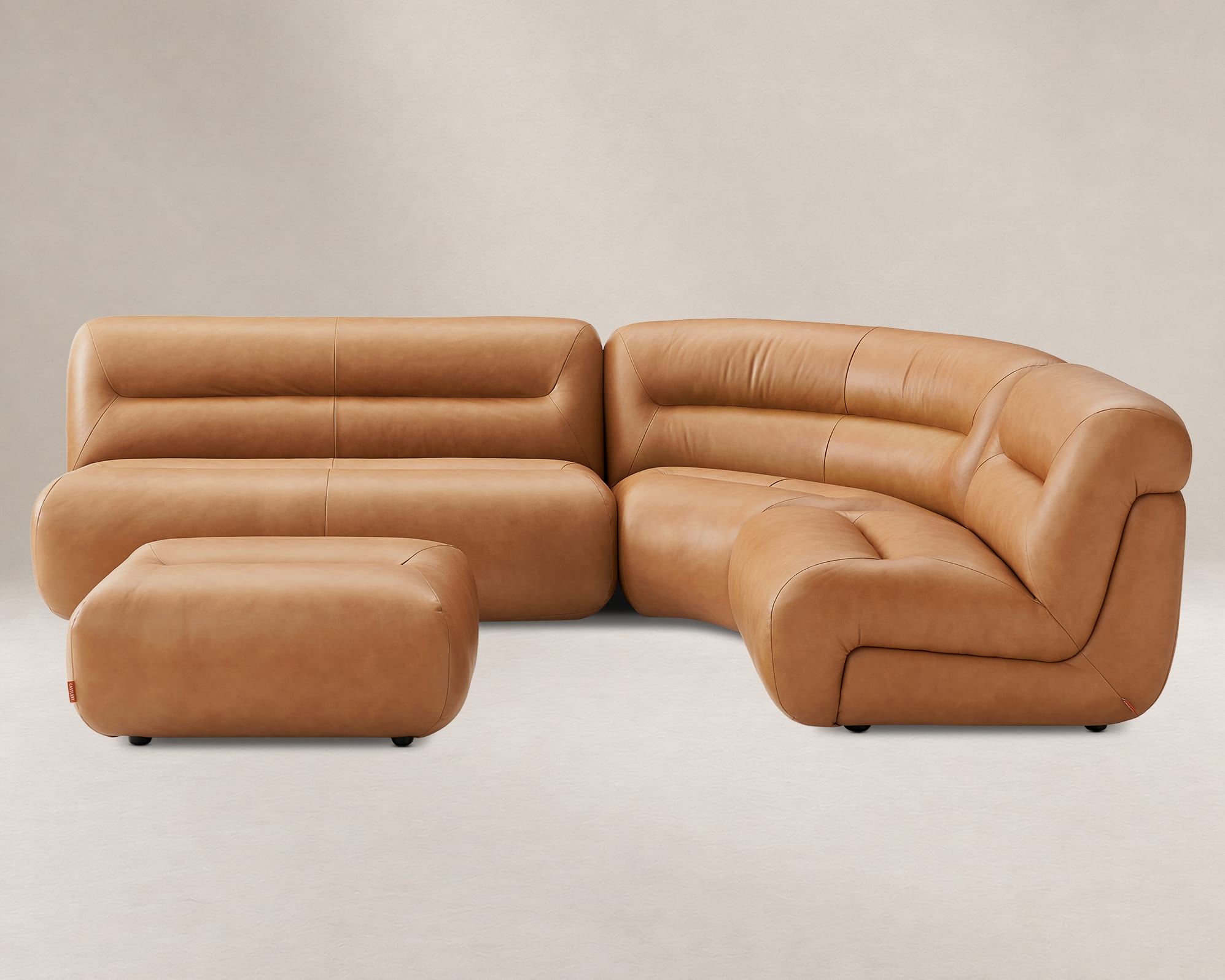 Tovi Leather 3-Piece Chaise Sofa with Footstool 3