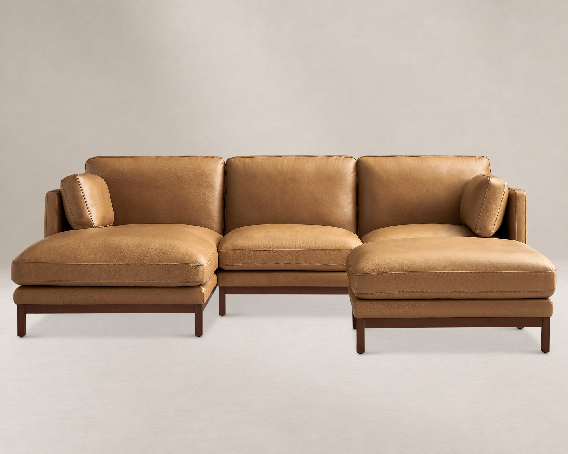Owen II Leather Chaise Sectional Sofa with Ottoman 3