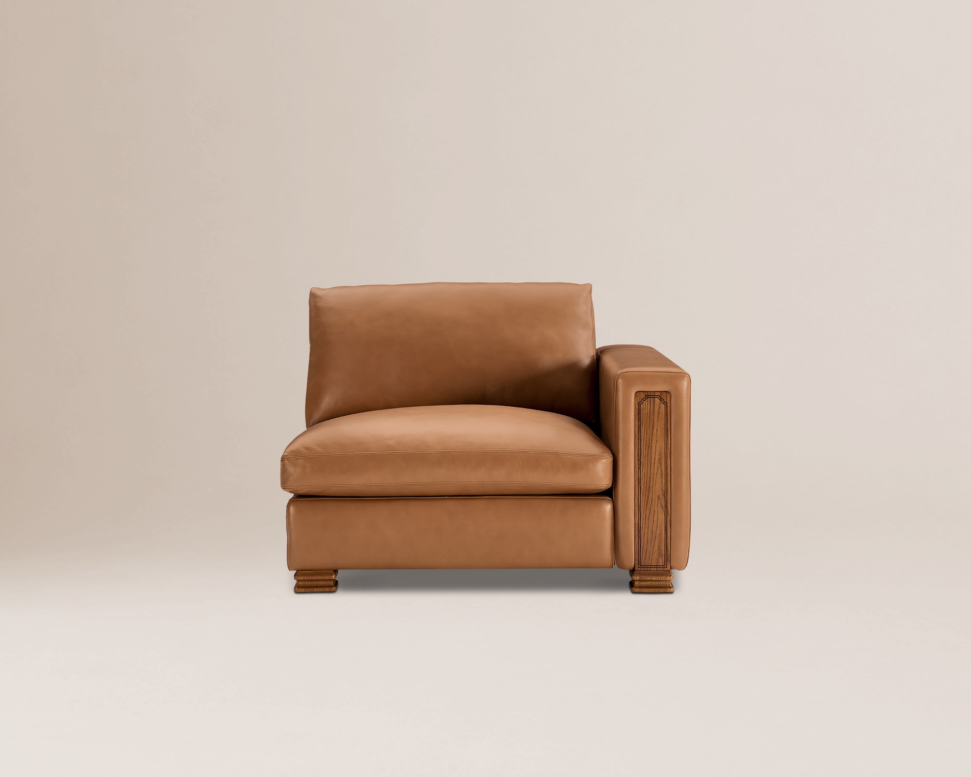 Tan France Kagan Leather Right Arm Sofa 0