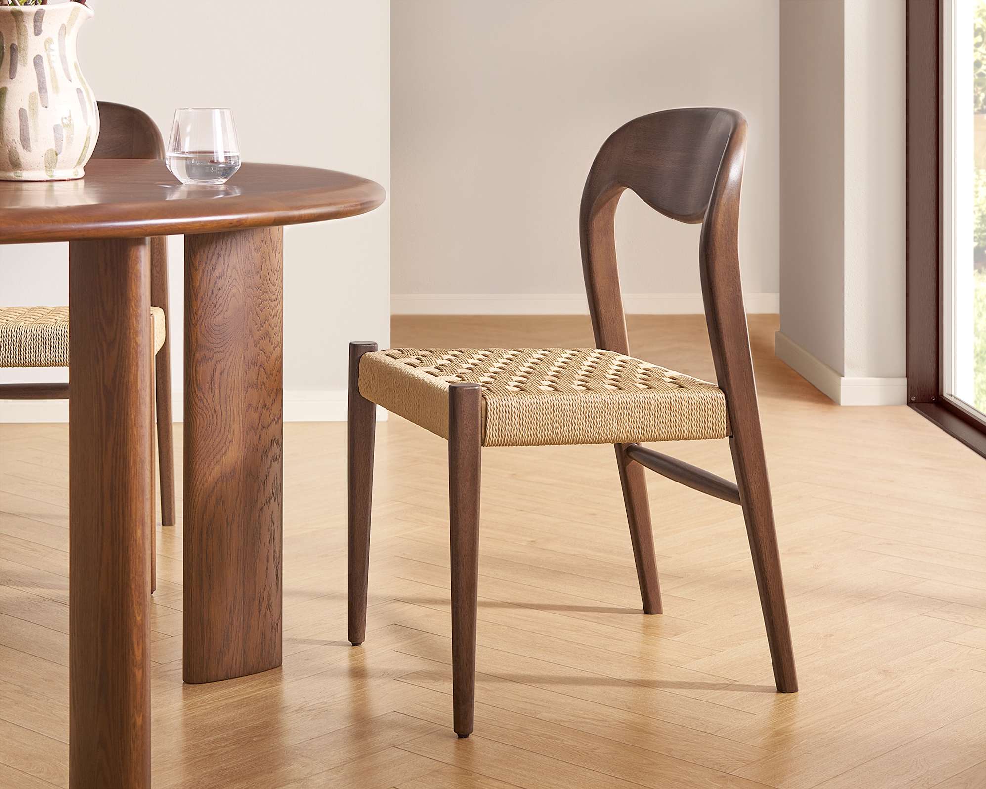 Nico Round Dining Table with Vela Chair Set 2
