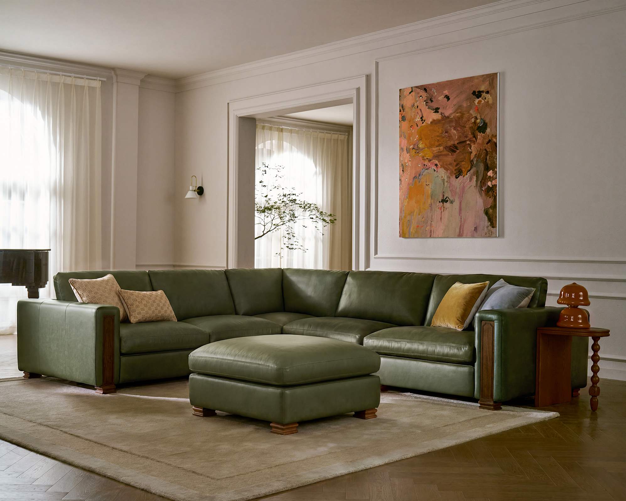 Tan France Kagan Leather Left Arm Couch 2