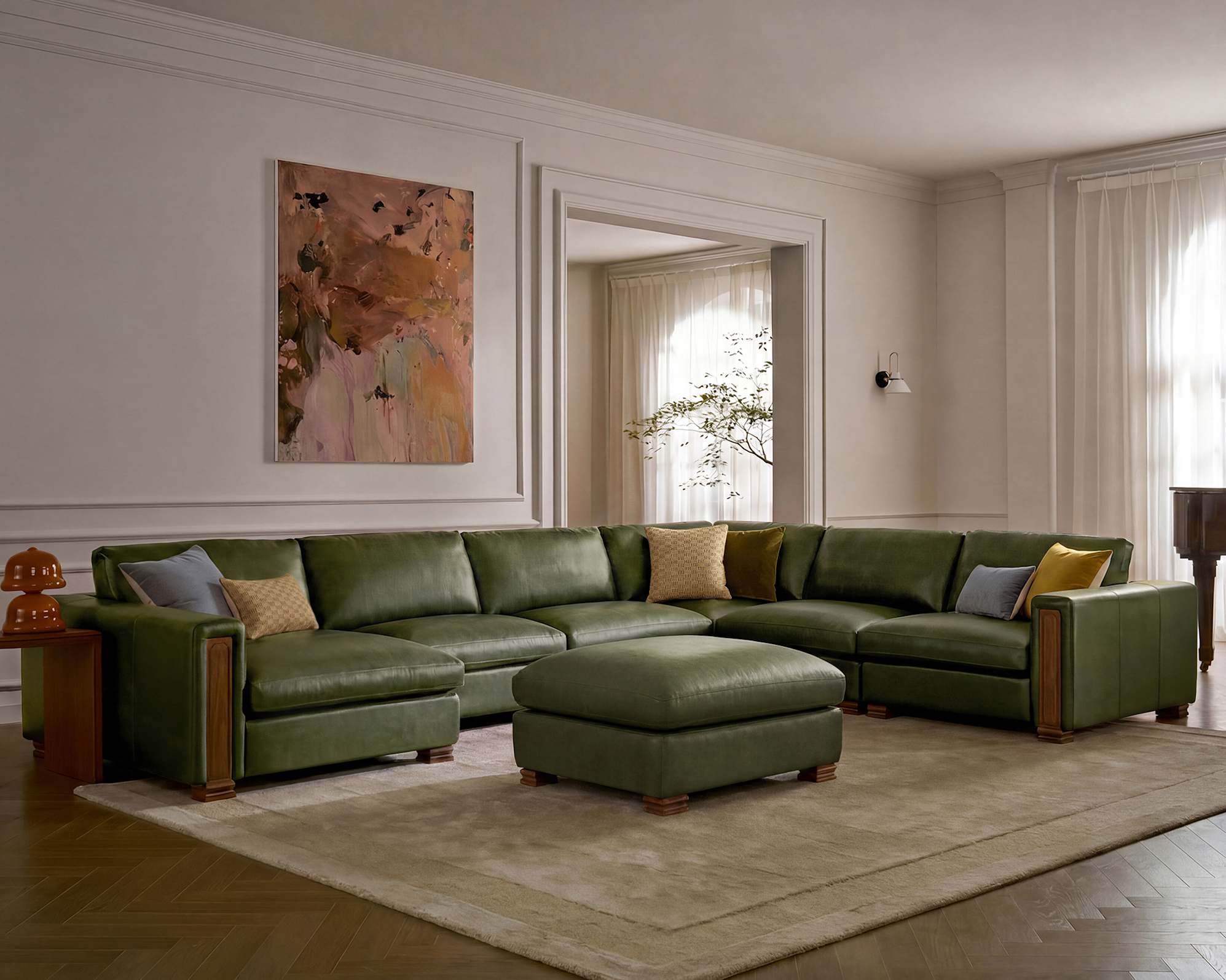 Tan France Kagan Leather Left Chaise 2