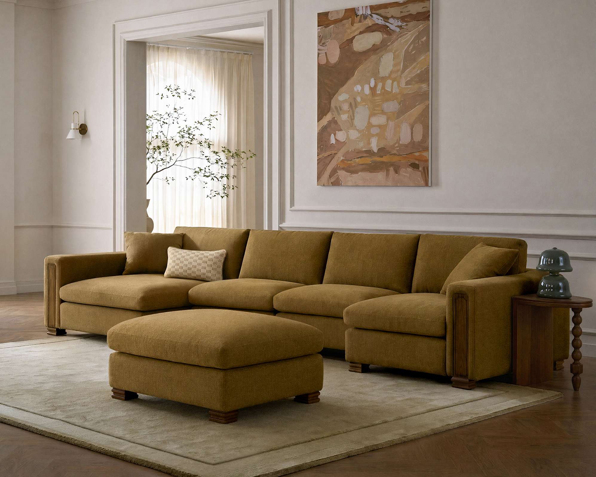 Tan France Kagan 4-Piece U-Shape Sectional Sofa 2