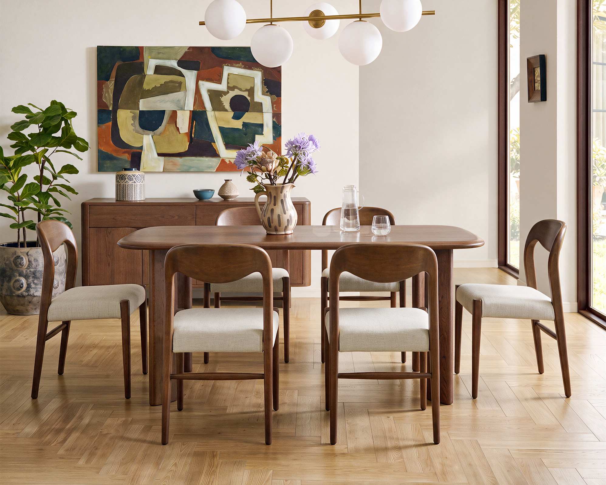 Nico Rectangular Dining Table with Vela Chair Set 1
