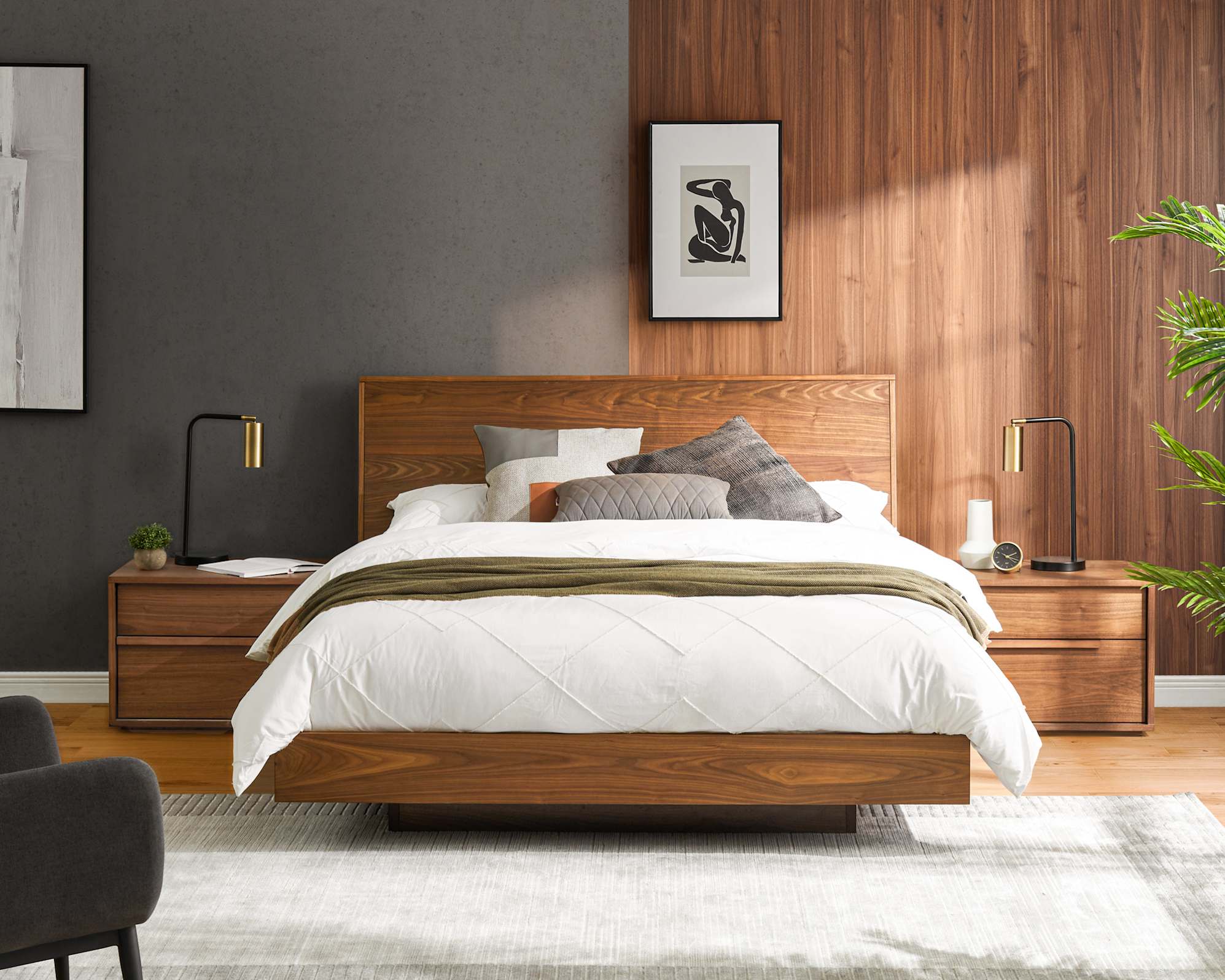 Joseph Bed with Ayrie Mattress Set, Walnut 3