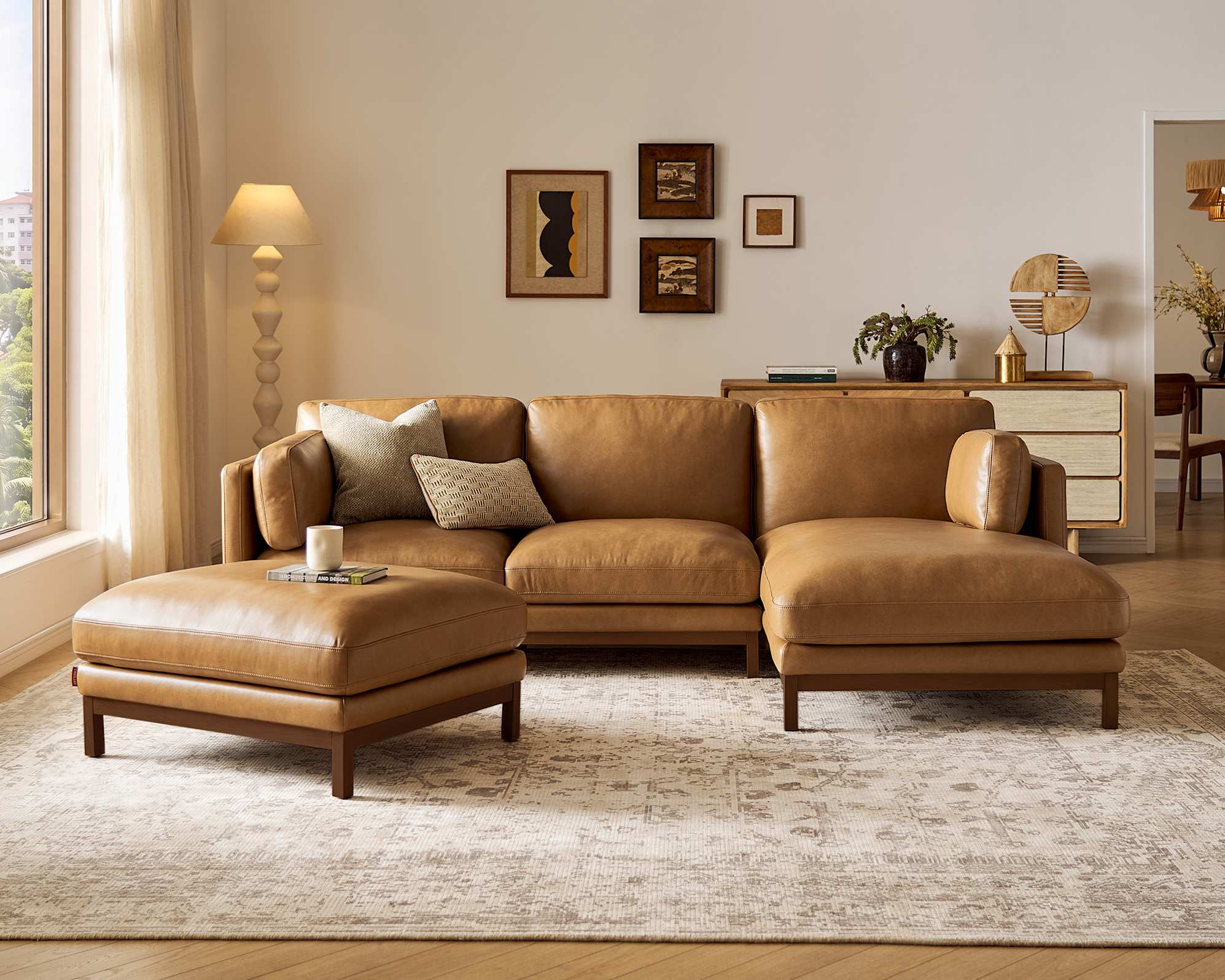 Owen II Leather Chaise Sectional Sofa 2