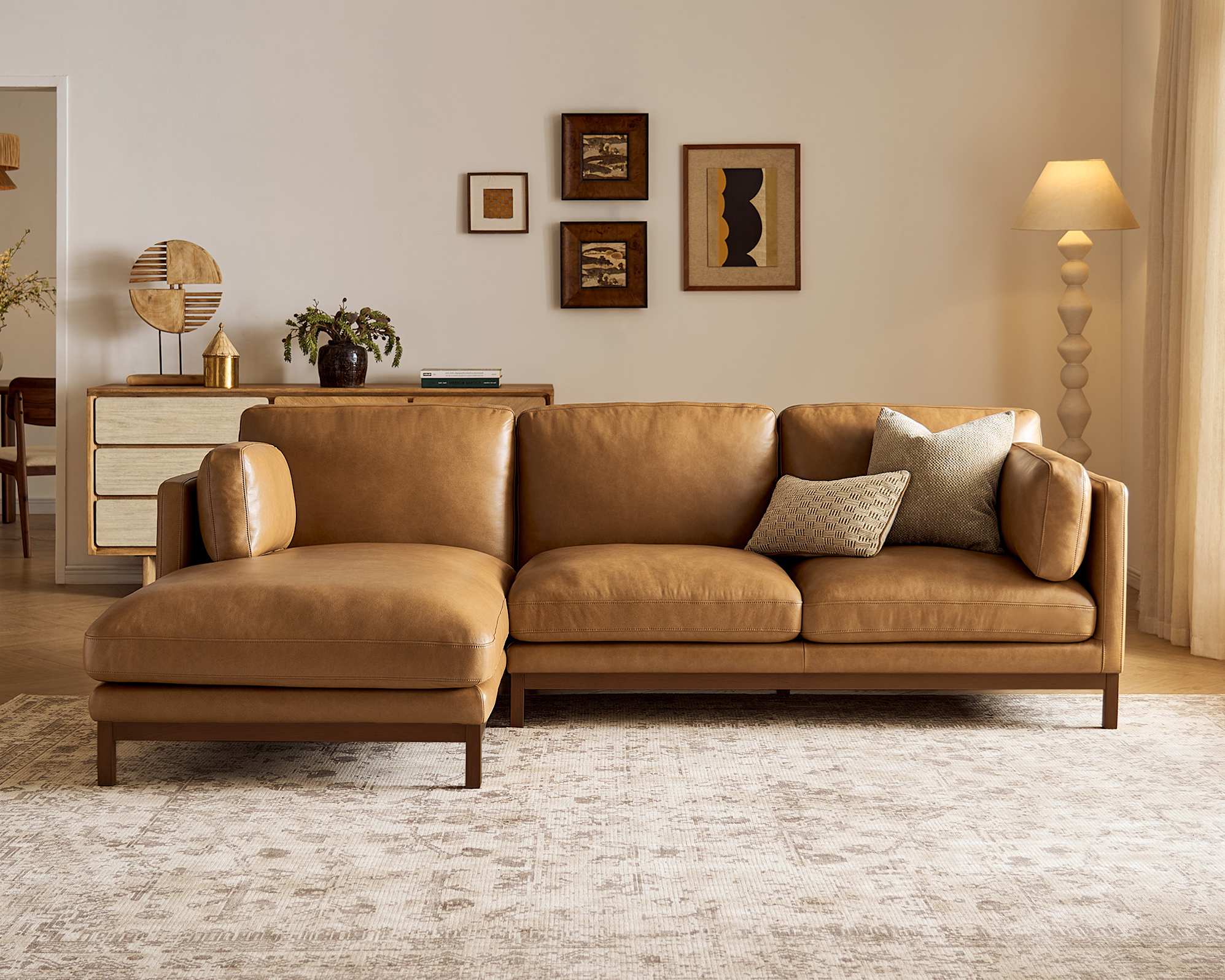 Owen II Leather Left Chaise Sofa 1
