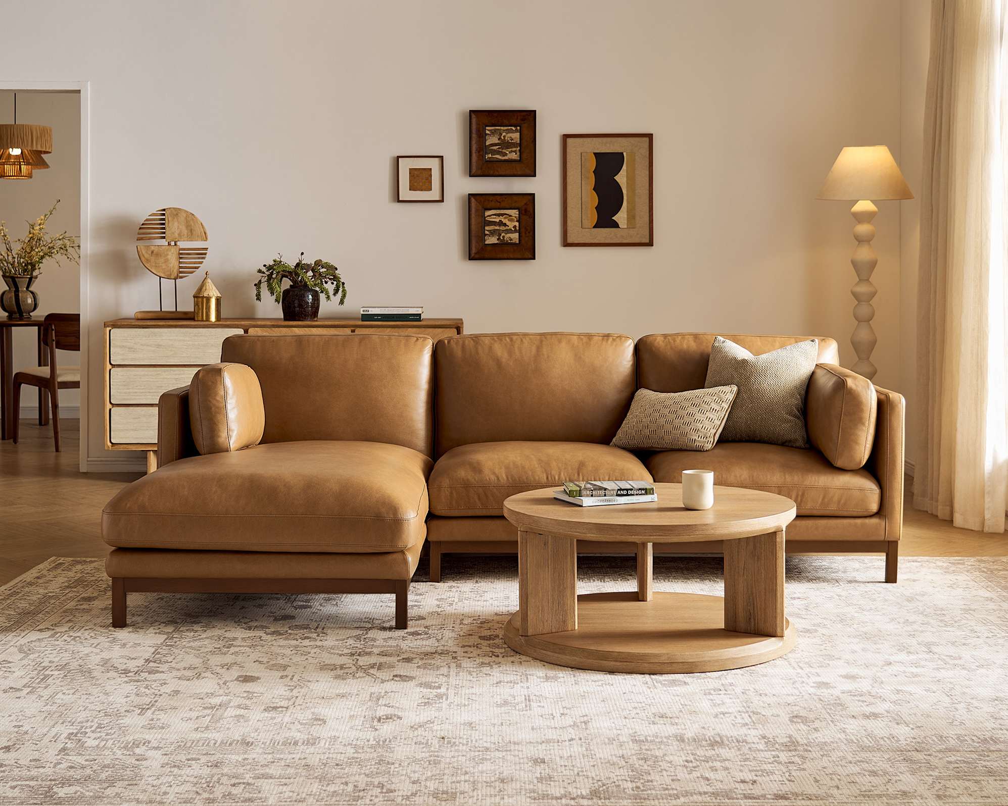 Owen II Leather Left Chaise Sofa 2